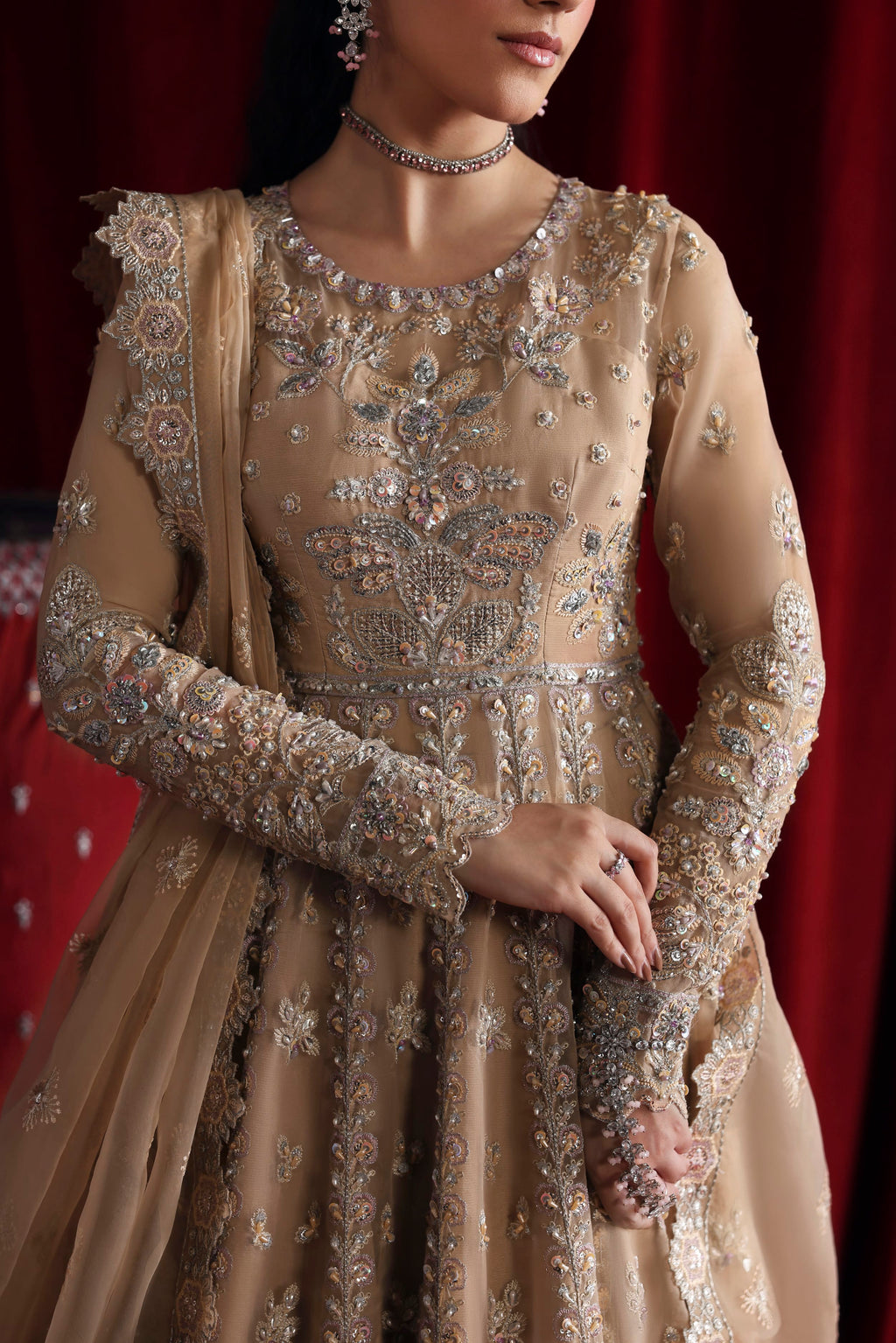 Parisa Raw Silk Pakistani Bridal and Formal Dresses - Akbar Aslam - 3
