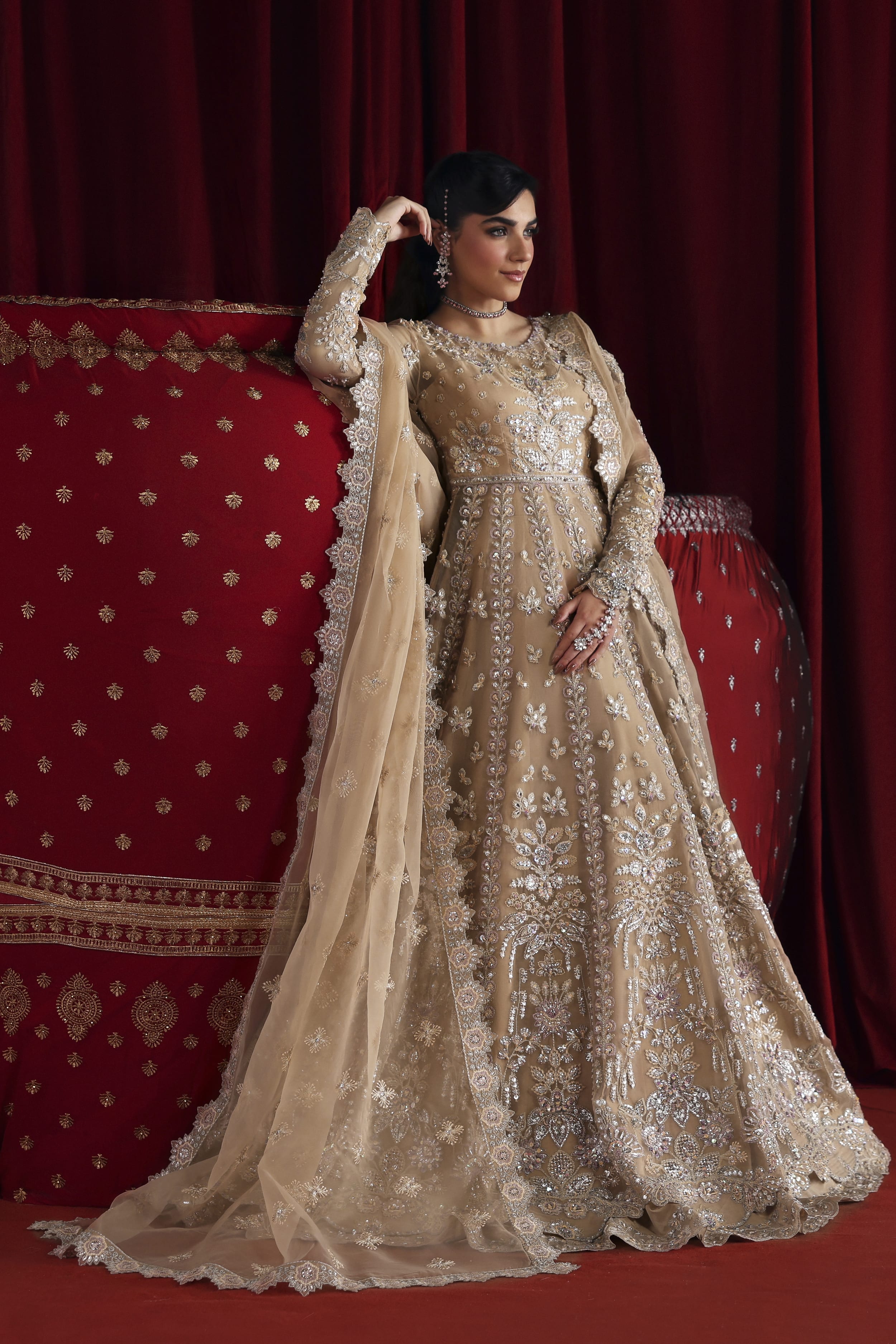 Parisa Raw Silk Pakistani Bridal and Formal Dresses - Akbar Aslam - 4