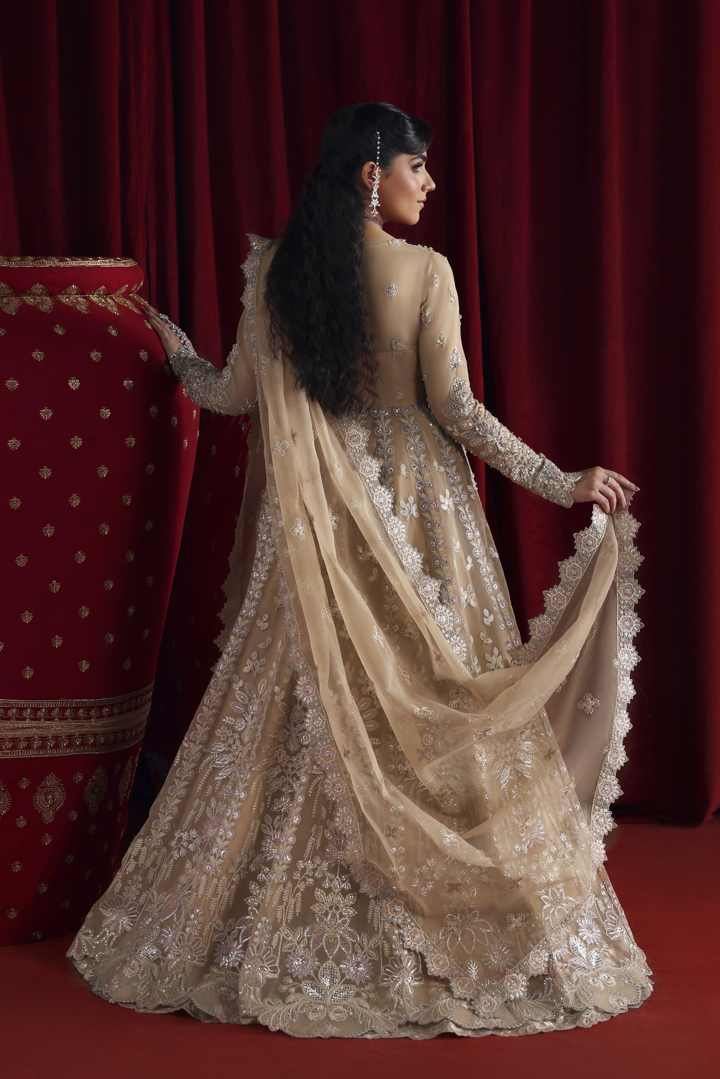 Parisa Raw Silk Pakistani Bridal and Formal Dresses - Akbar Aslam - 5