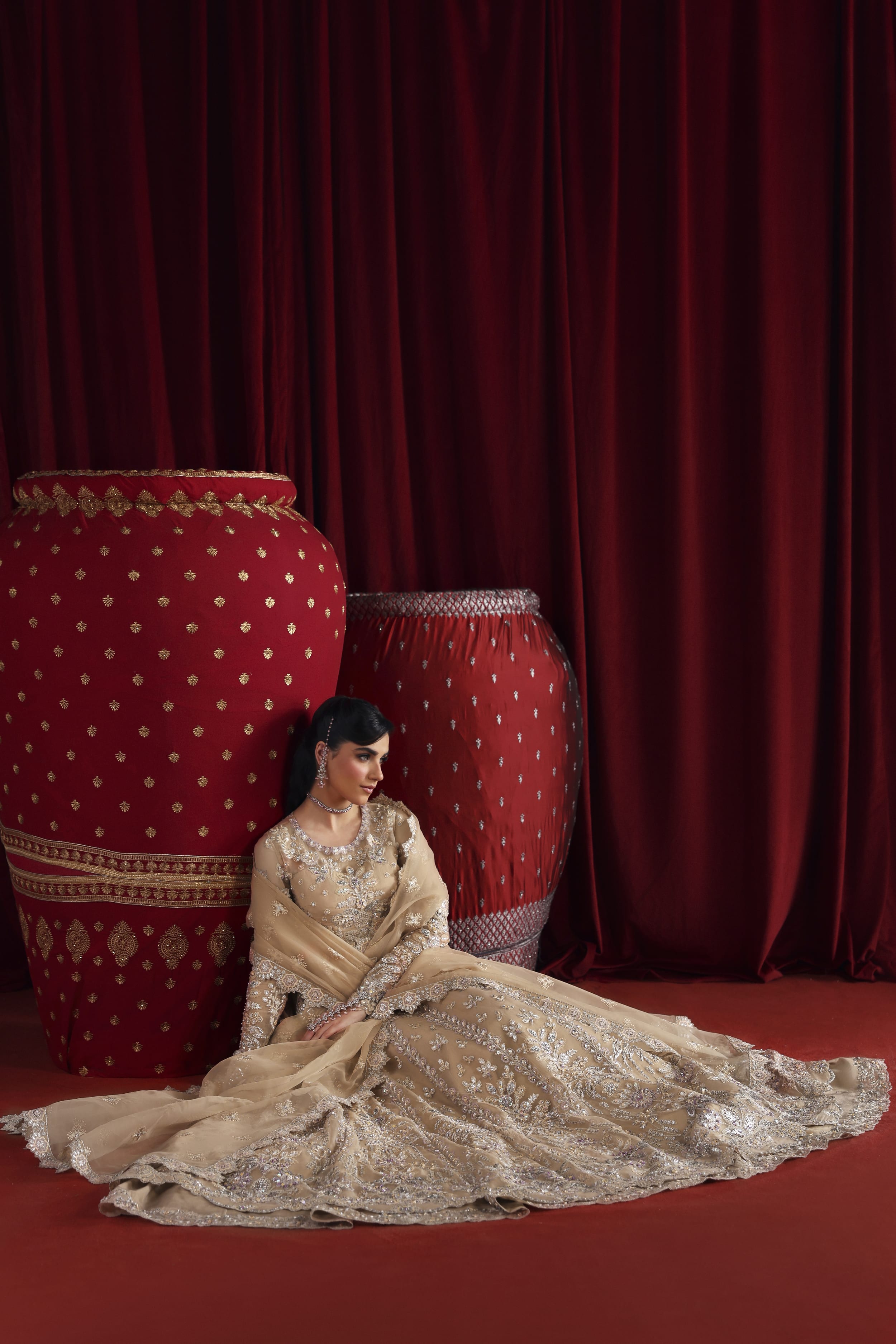 Parisa Raw Silk Pakistani Bridal and Formal Dresses - Akbar Aslam - 7