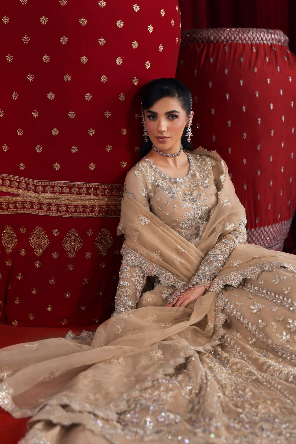 Parisa Raw Silk Pakistani Bridal and Formal Dresses - Akbar Aslam - 8