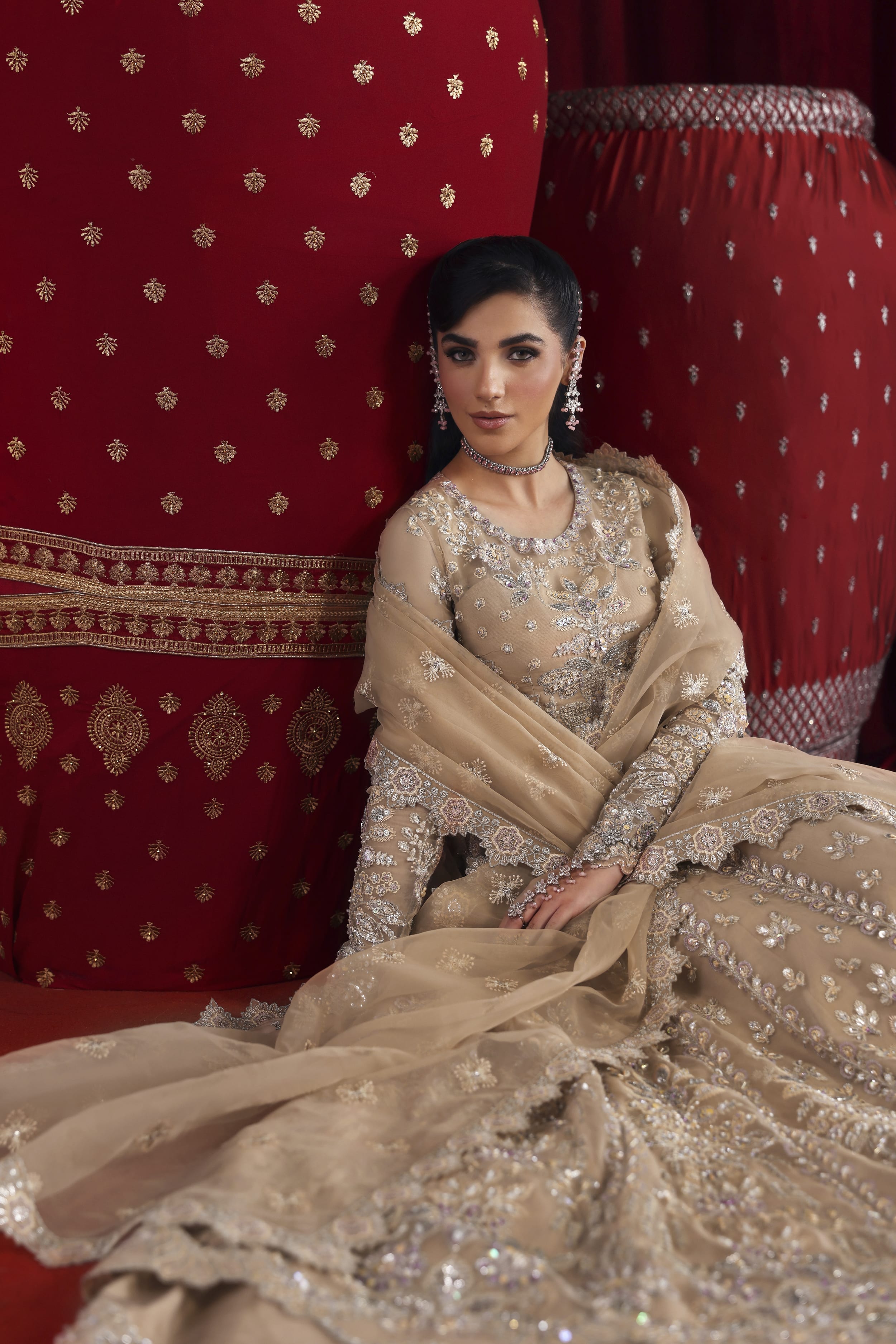 Parisa Raw Silk Pakistani Bridal and Formal Dresses - Akbar Aslam - 8