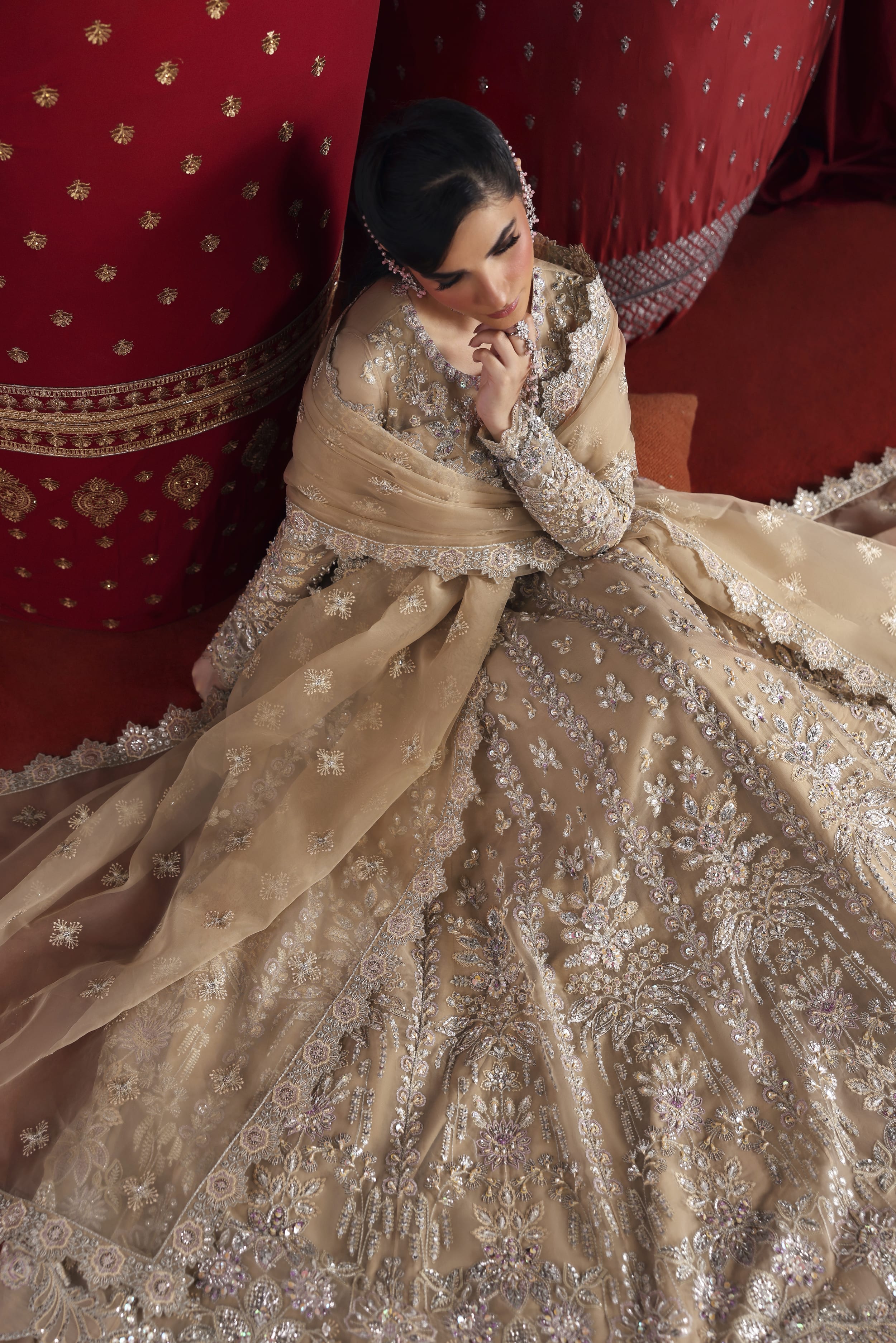 Parisa Raw Silk Pakistani Bridal and Formal Dresses - Akbar Aslam - 9
