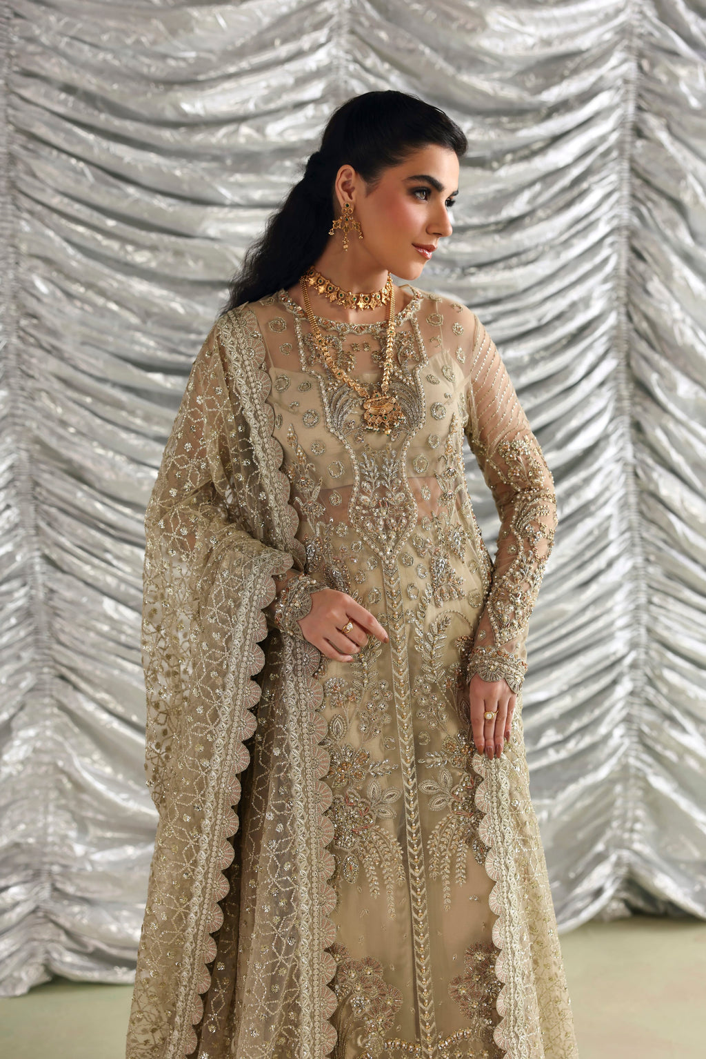 Roshanara Raw Silk Pakistani Formal Dresses - Akbar Aslam - 2