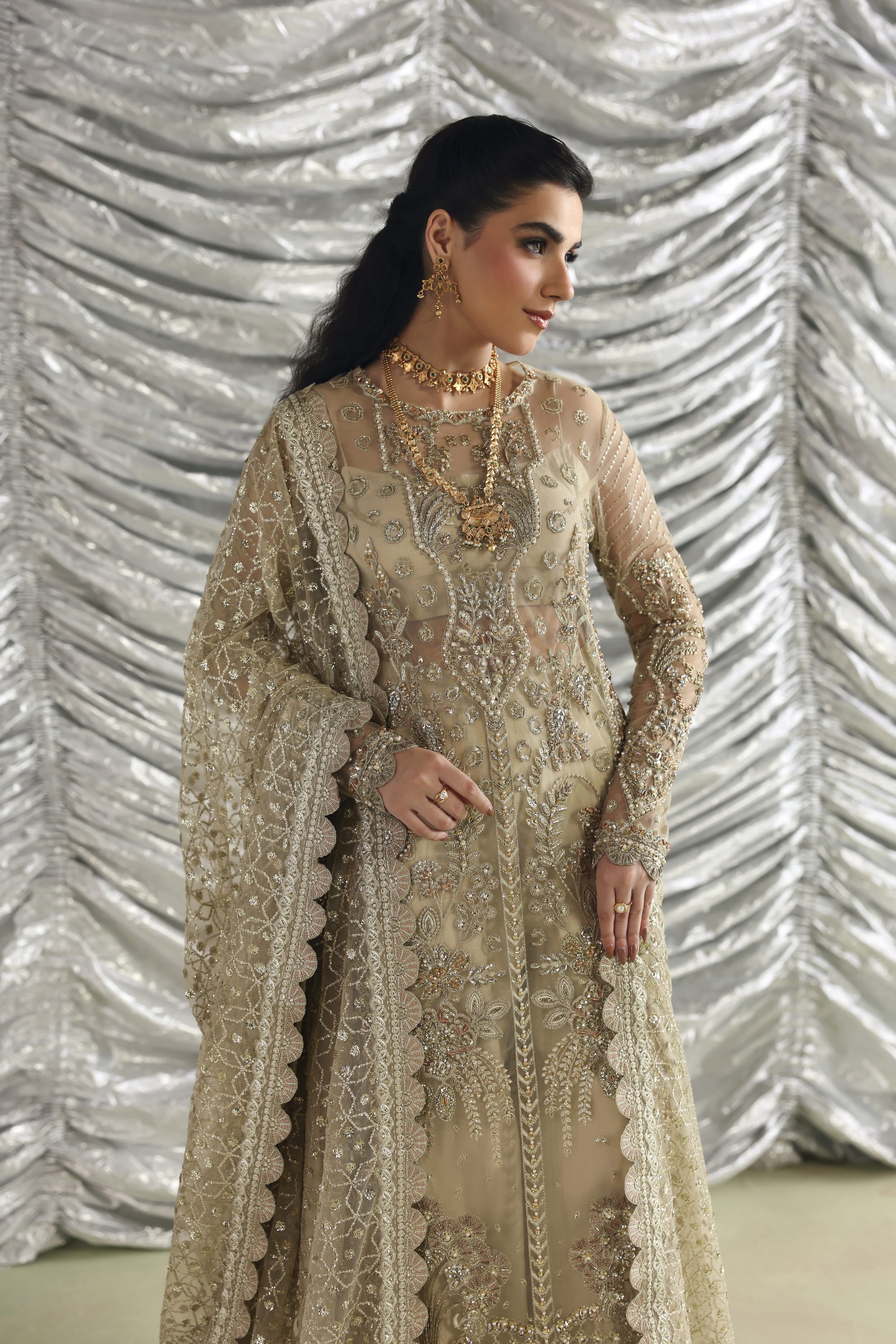 Roshanara Raw Silk Pakistani Formal Dresses - Akbar Aslam - 2