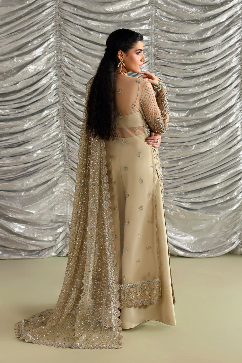 Roshanara Raw Silk Pakistani Formal Dresses - Akbar Aslam - 6