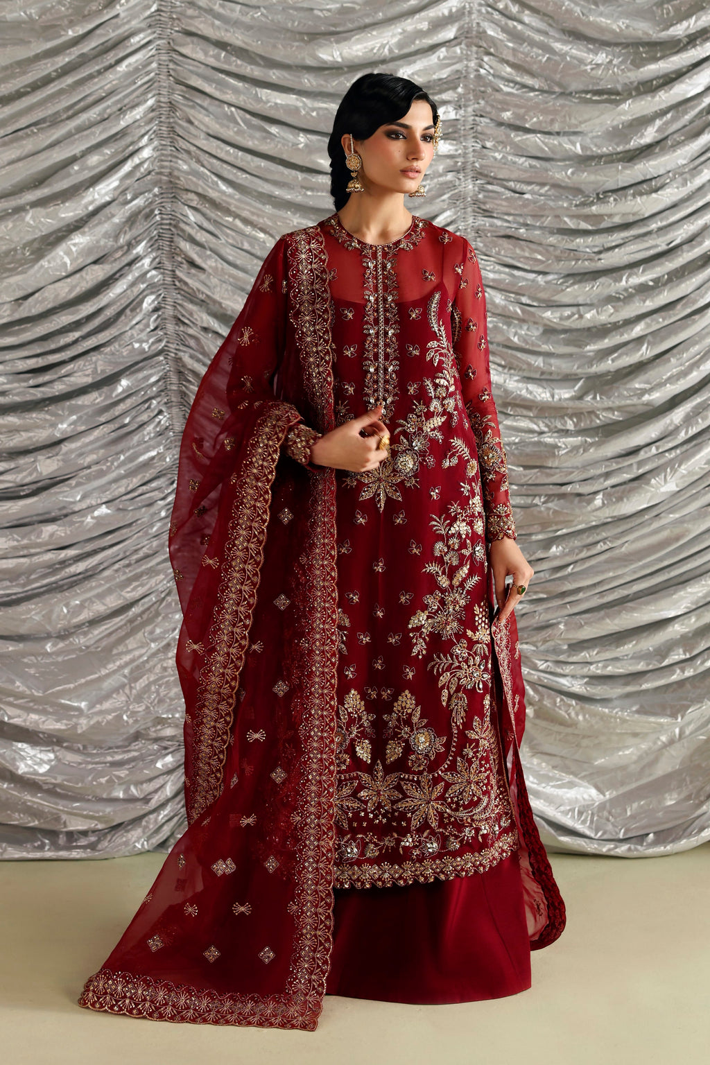 Dilafroz Raw Silk Pakistani Formal Dresses - Akbar Aslam - 1