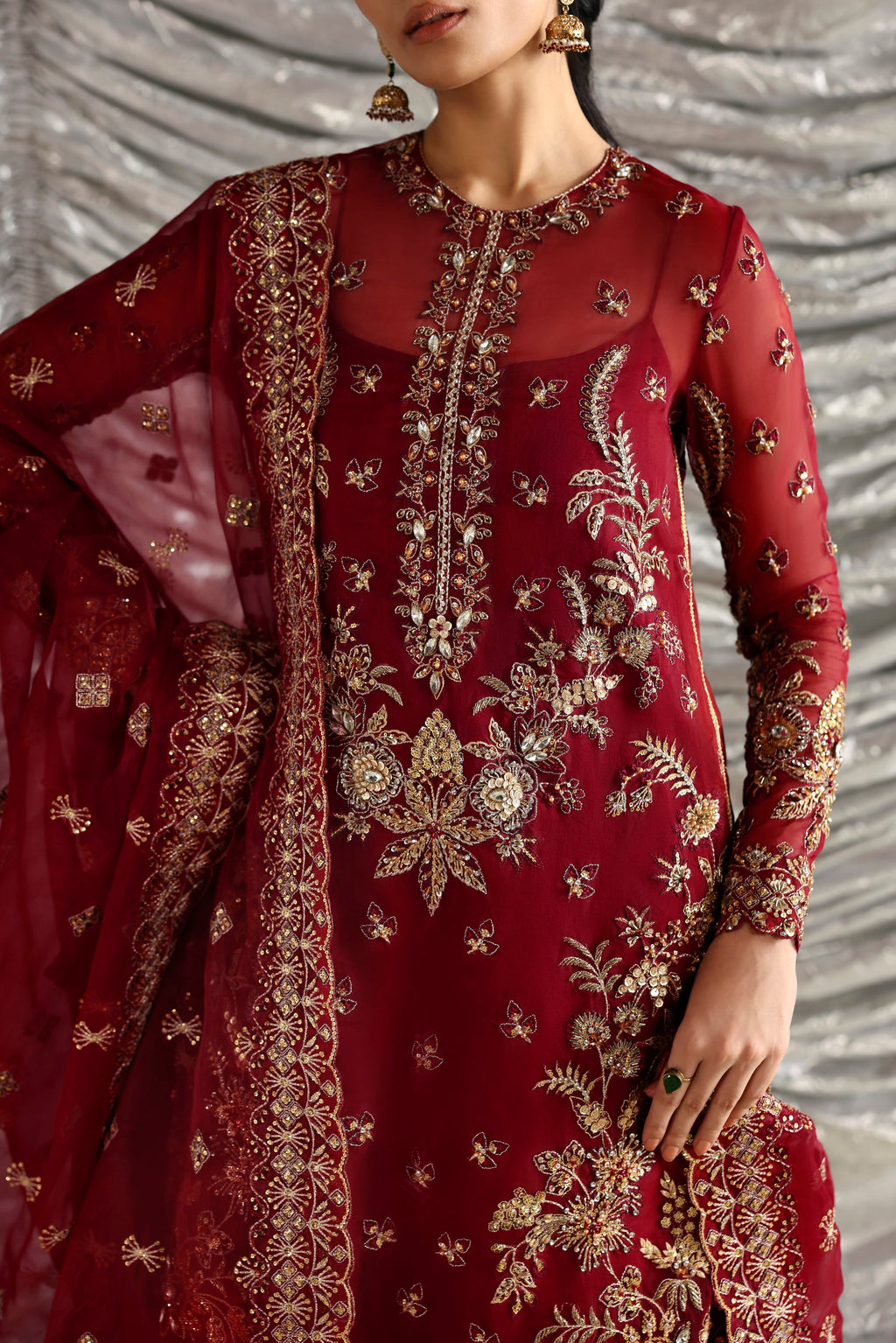 Dilafroz Raw Silk Pakistani Formal Dresses - Akbar Aslam - 3