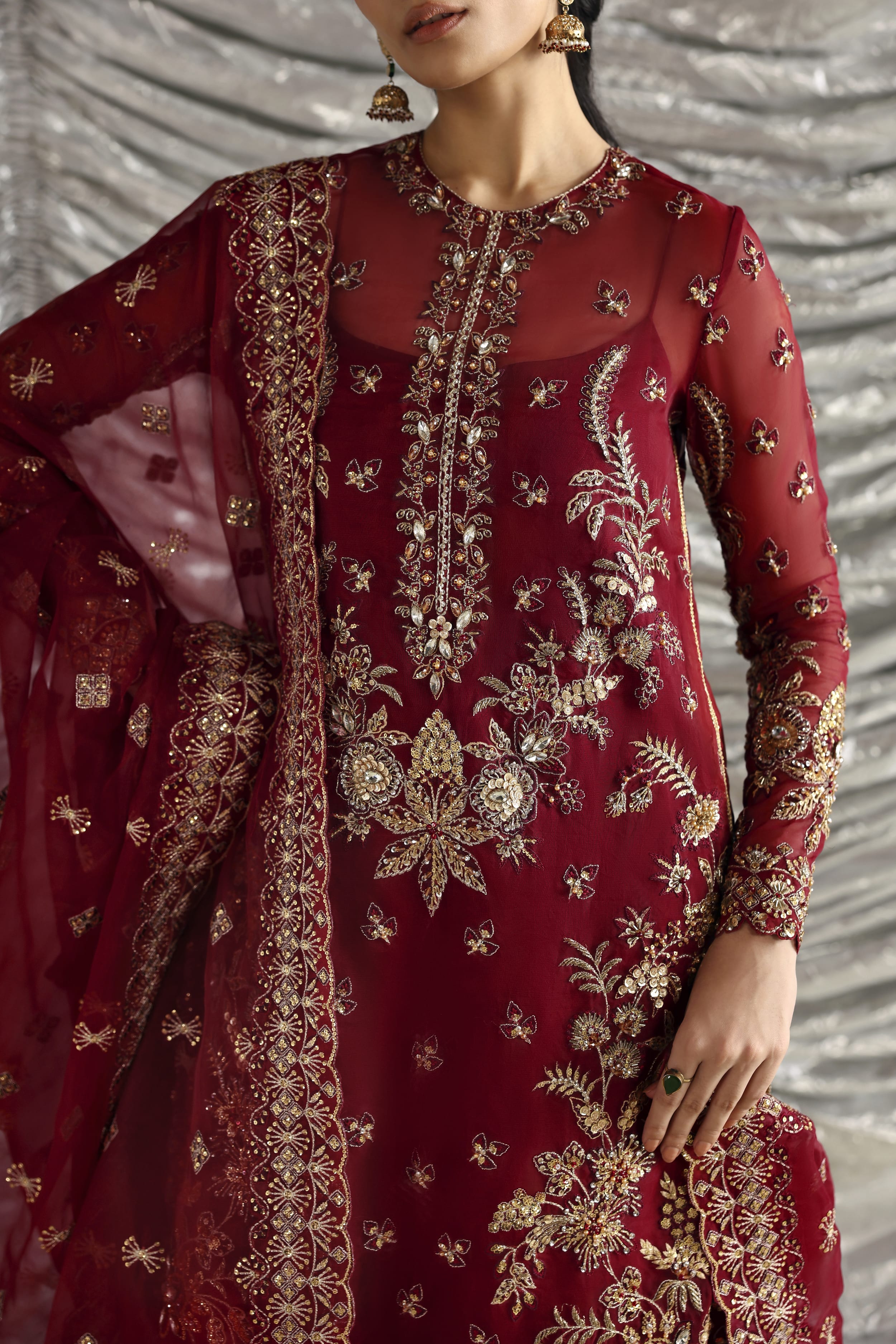 Dilafroz Raw Silk Pakistani Formal Dresses - Akbar Aslam - 3