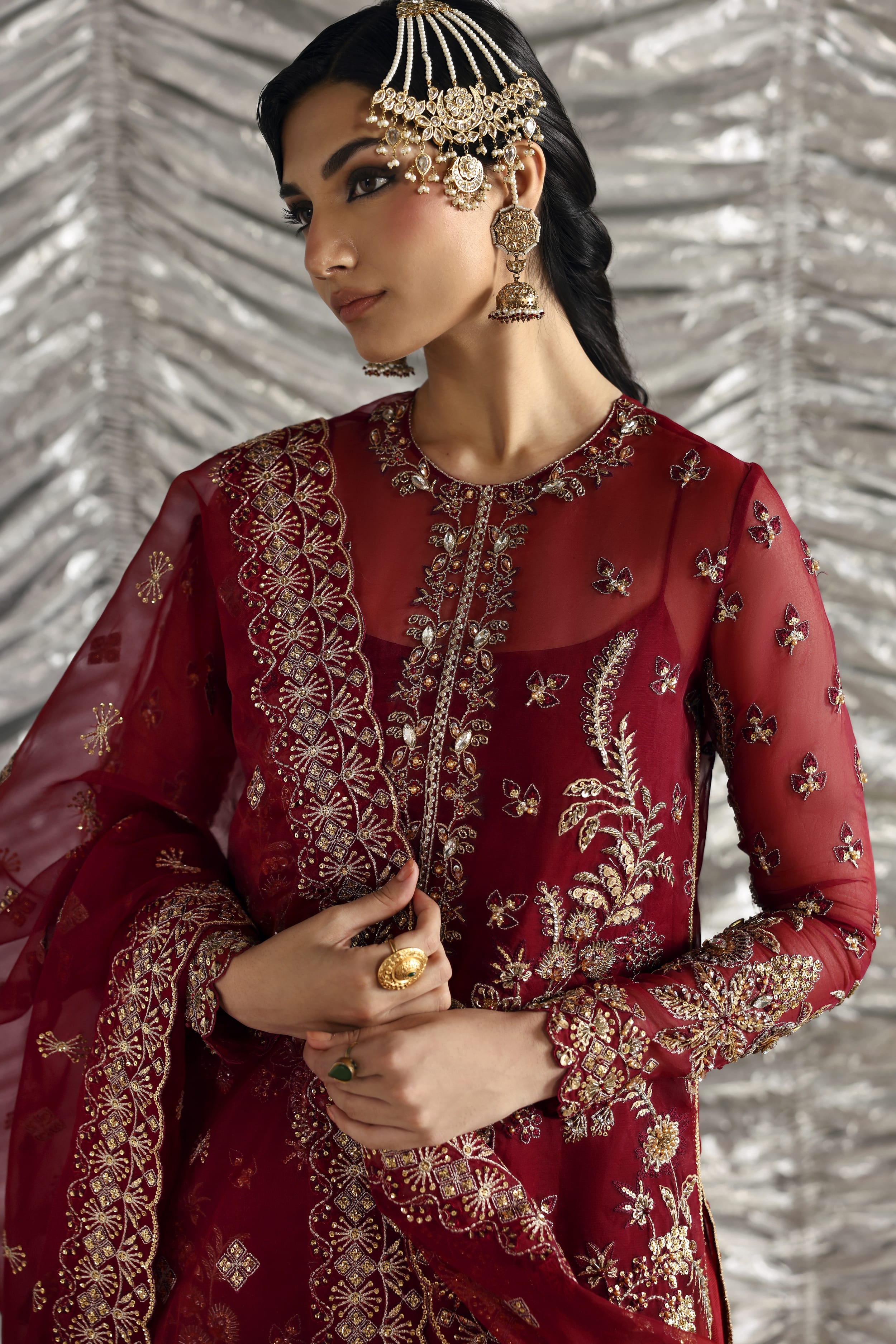 Dilafroz Raw Silk Pakistani Formal Dresses - Akbar Aslam - 4