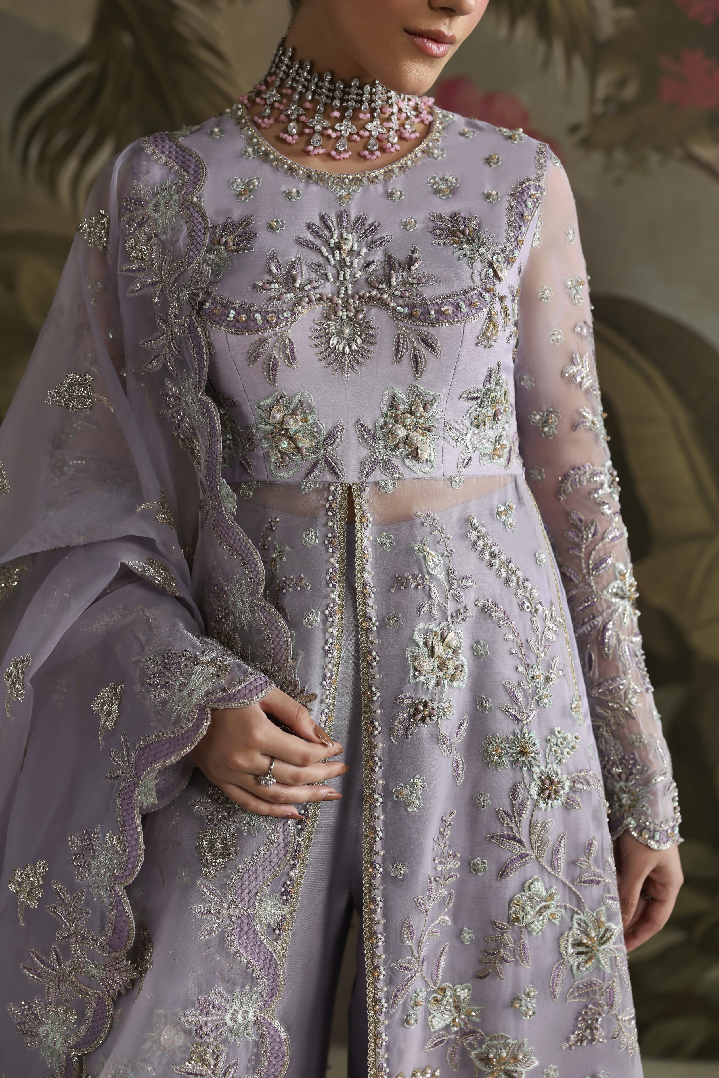 Zareen Raw Silk Pakistani Formal Dresses - Akbar Aslam - 2