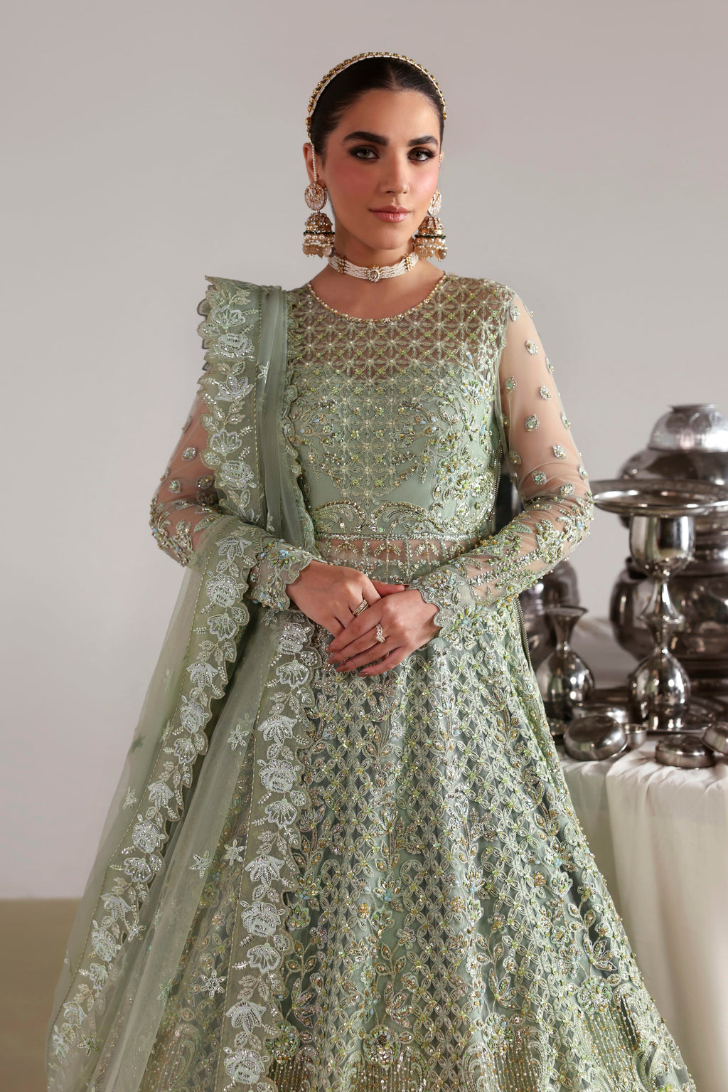 Mahsima Raw Silk Pakistani Bridal and Formal Dresses - Akbar Aslam - 2