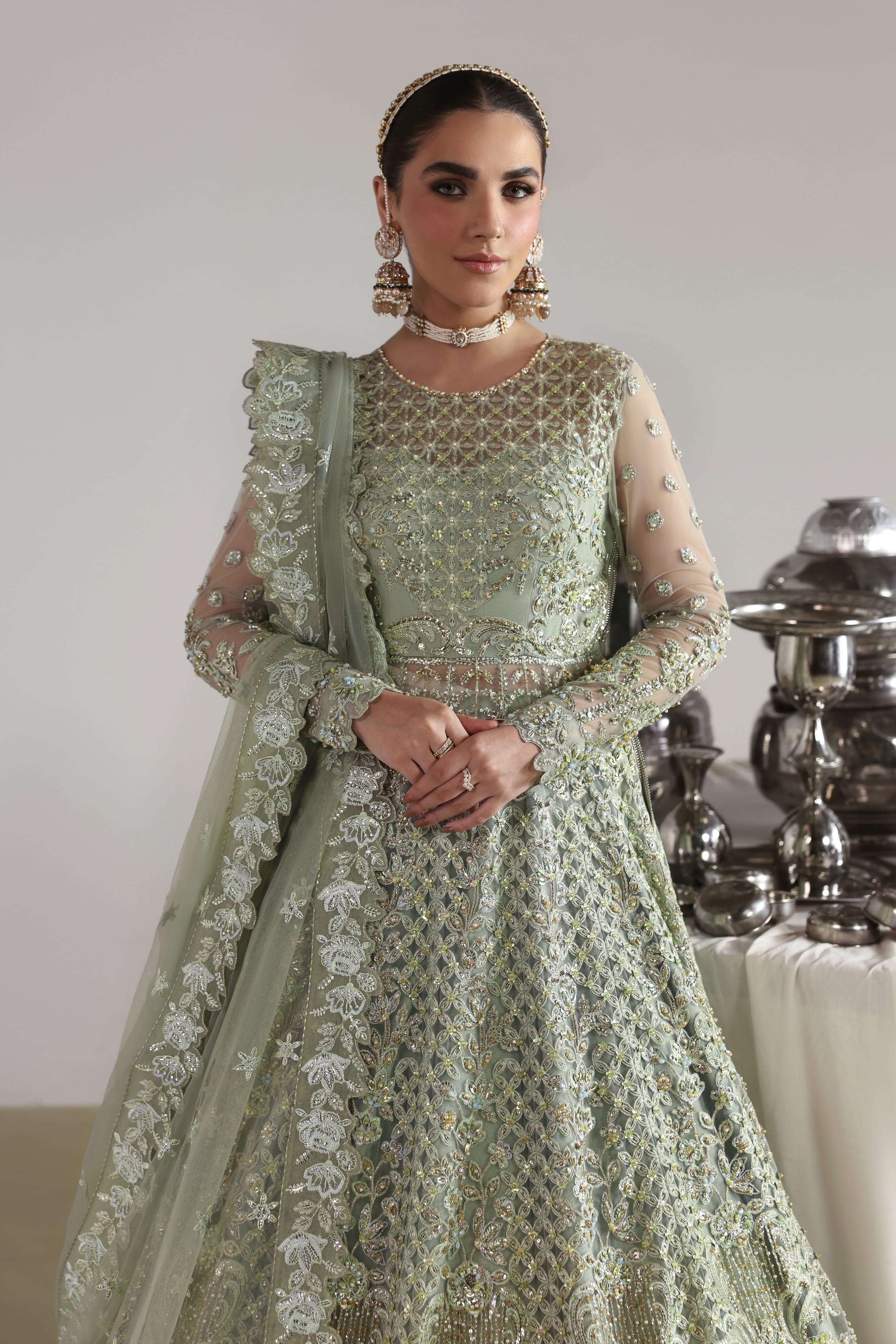Mahsima Raw Silk Pakistani Bridal and Formal Dresses - Akbar Aslam - 2