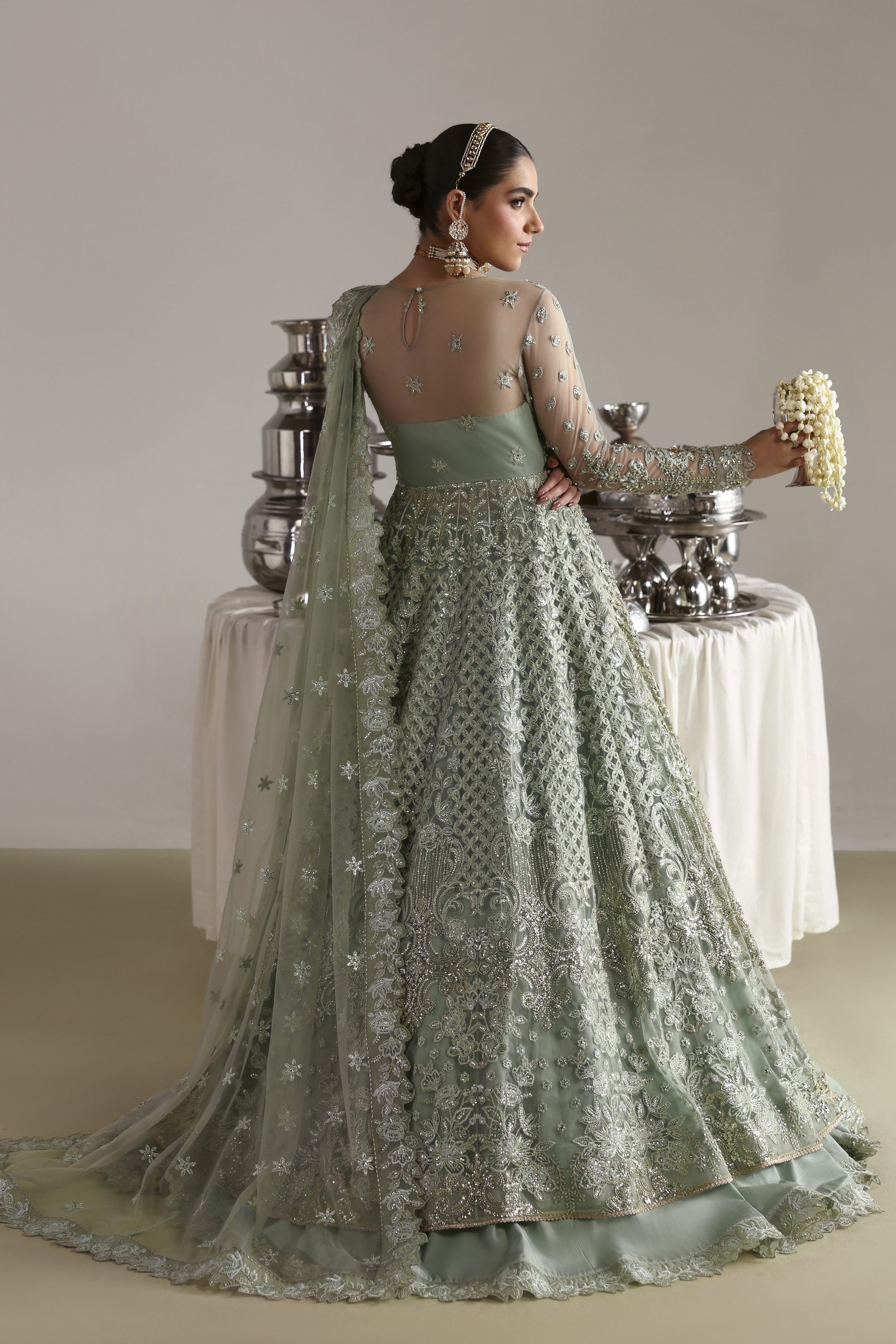 Mahsima Raw Silk Pakistani Bridal and Formal Dresses - Akbar Aslam - 5
