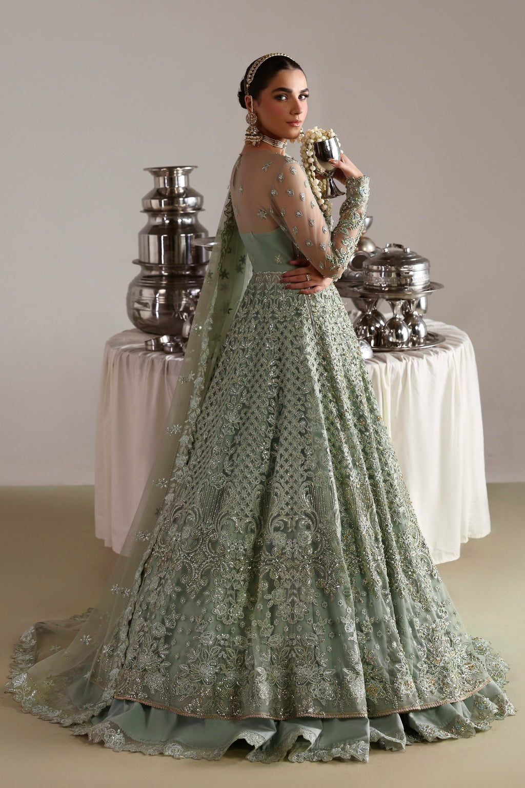Mahsima Raw Silk Pakistani Bridal and Formal Dresses - Akbar Aslam - 6