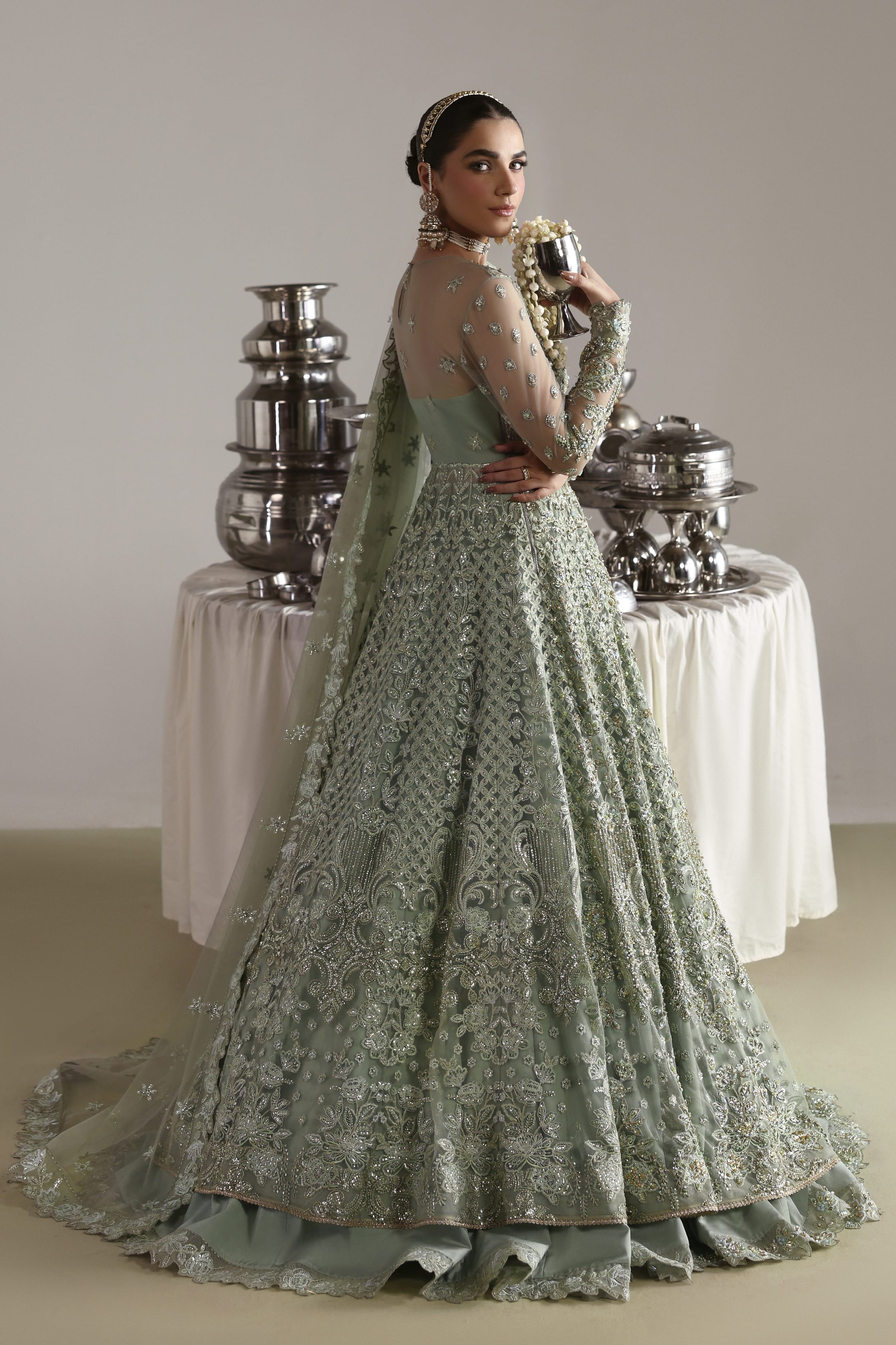 Mahsima Raw Silk Pakistani Bridal and Formal Dresses - Akbar Aslam - 6