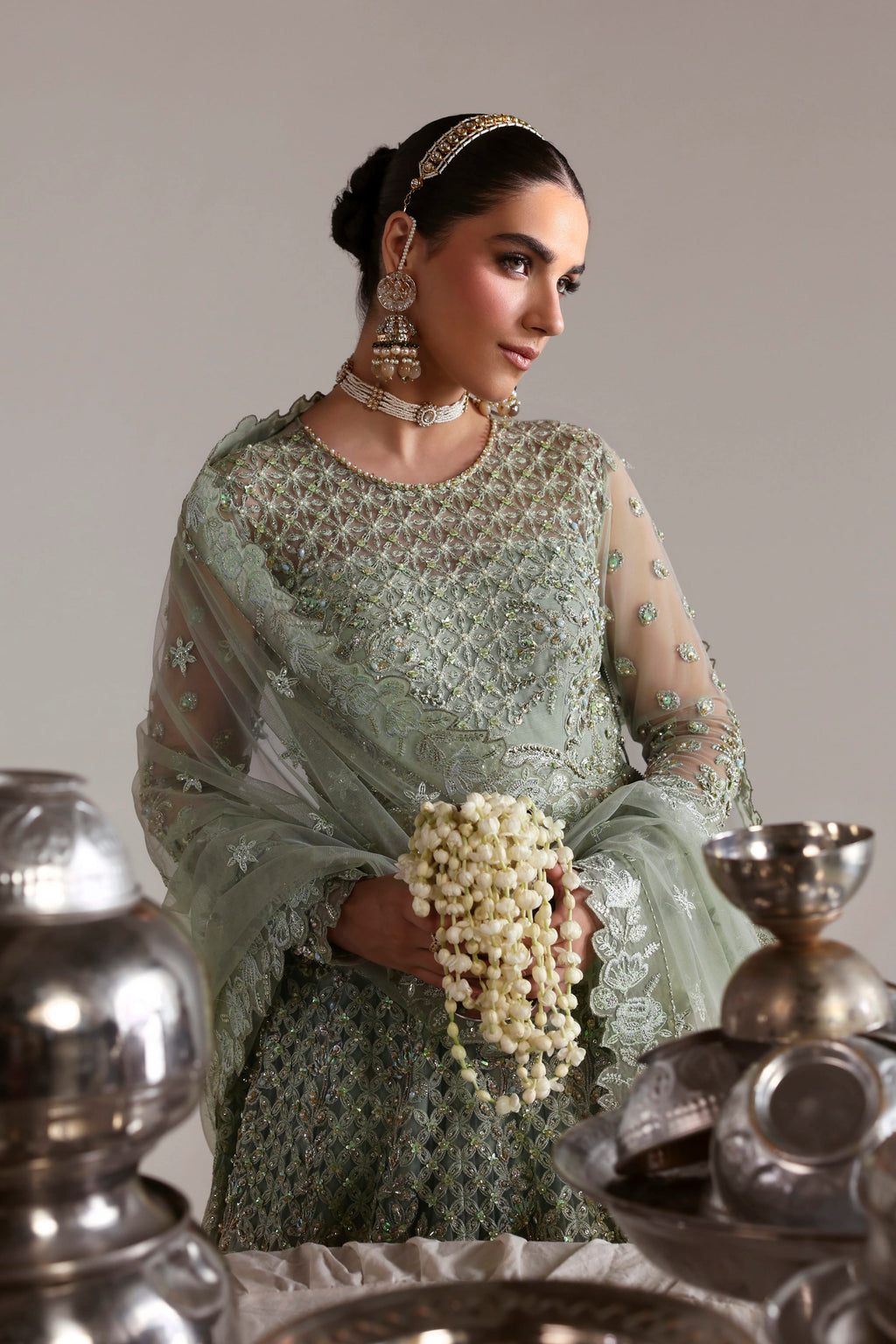 Mahsima Raw Silk Pakistani Bridal and Formal Dresses - Akbar Aslam - 7