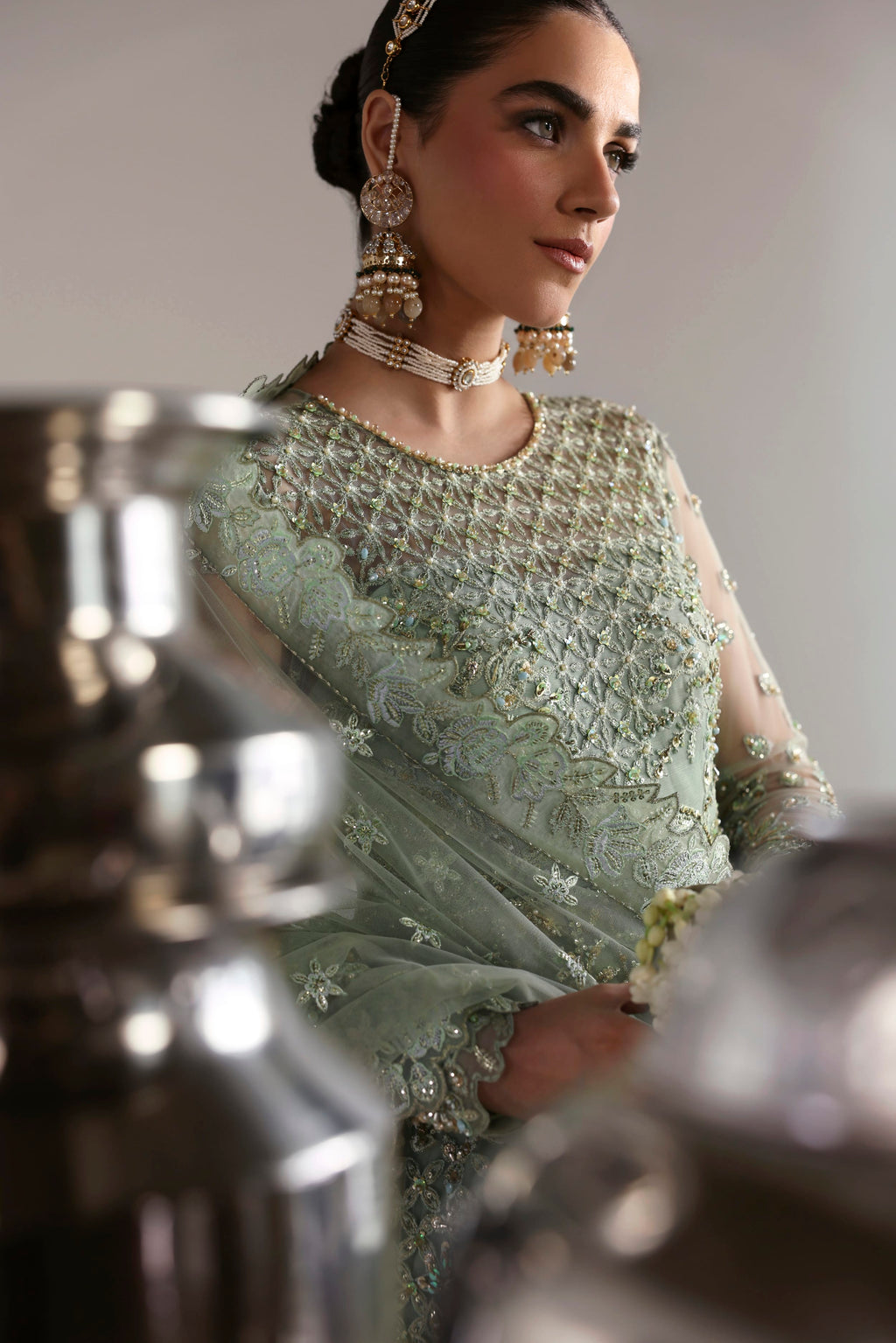 Mahsima Raw Silk Pakistani Bridal and Formal Dresses - Akbar Aslam - 8