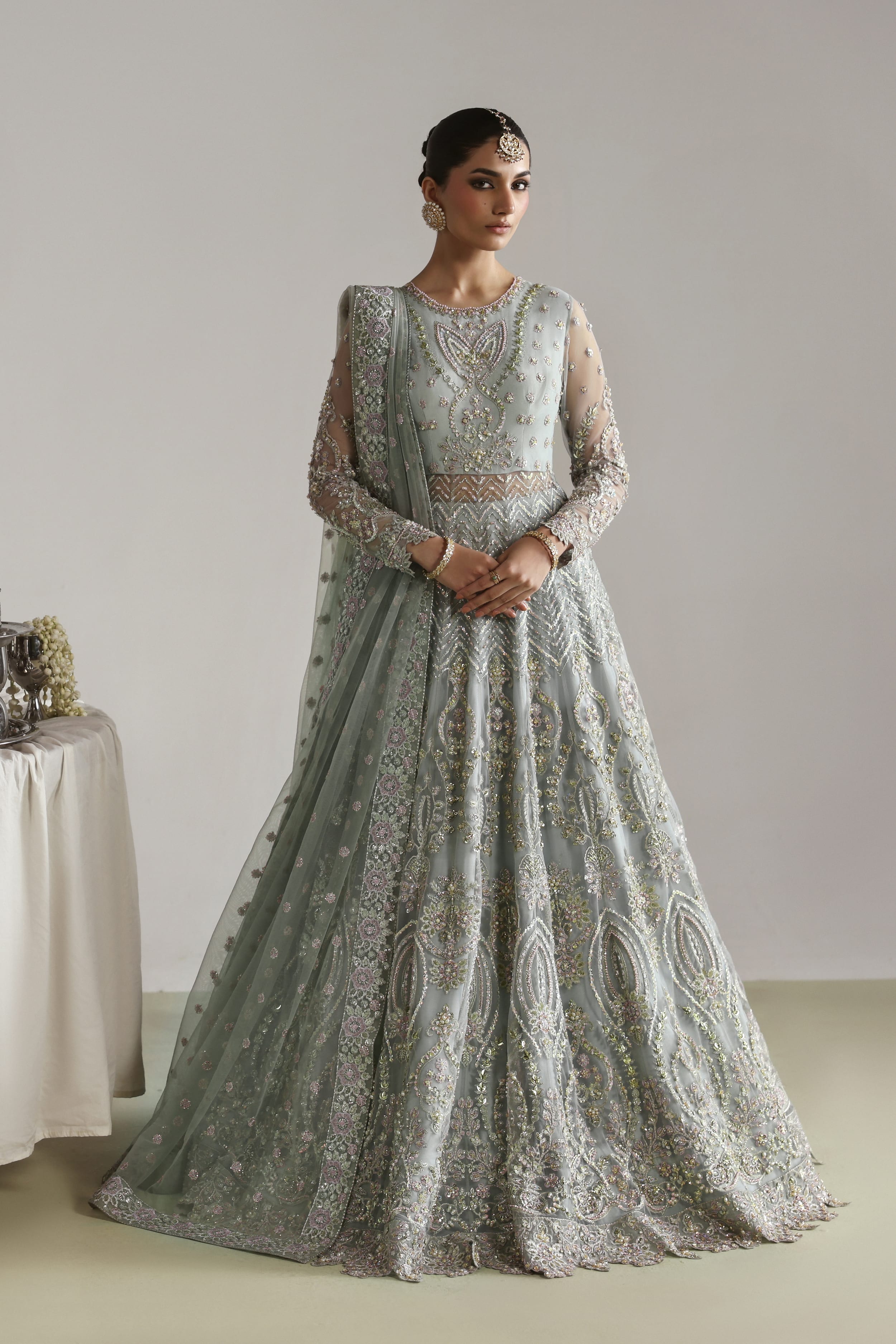 Zebunnisa Raw Silk Pakistani Bridal and Formal Dresses - Akbar Aslam - 1