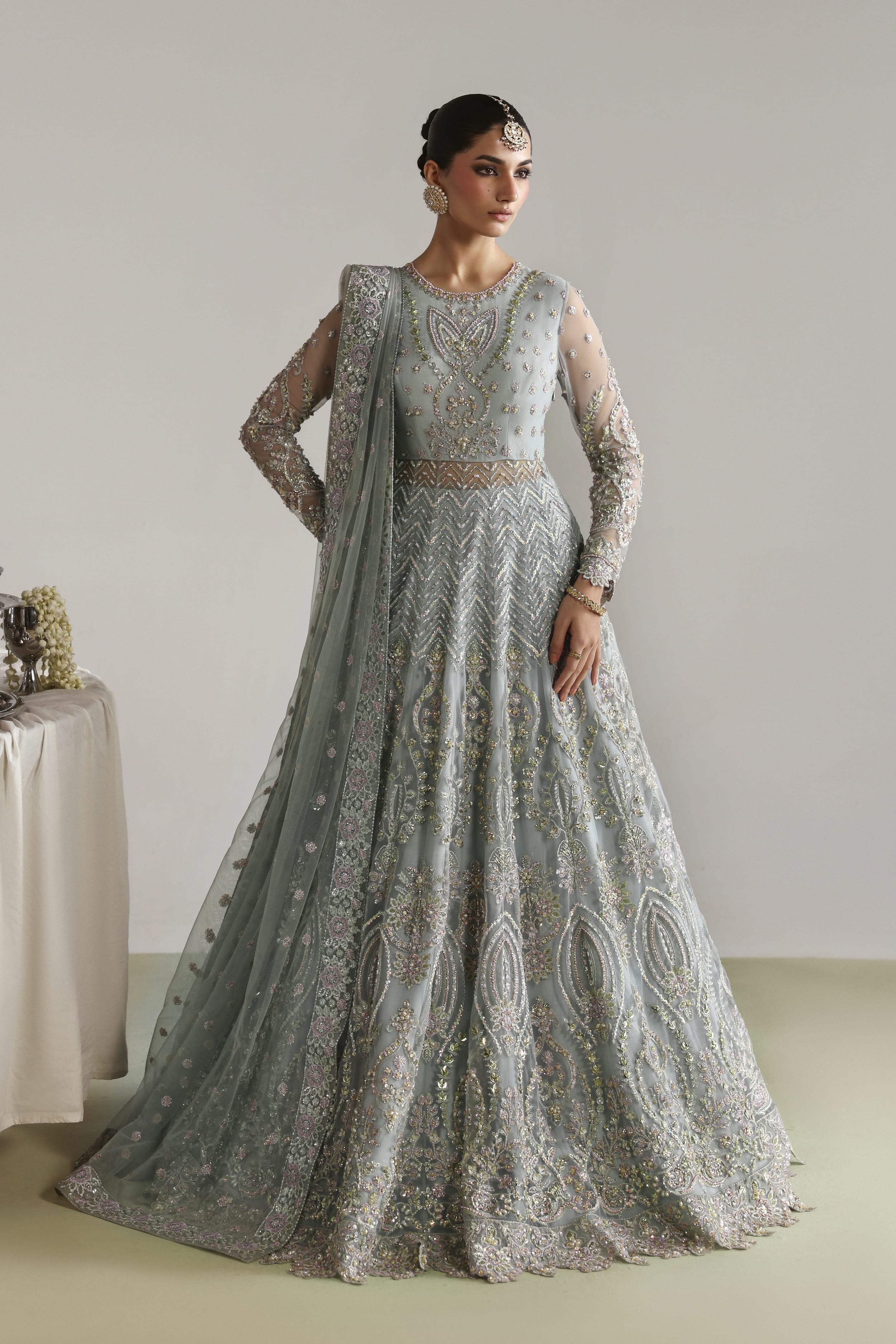 Zebunnisa Raw Silk Pakistani Bridal and Formal Dresses - Akbar Aslam - 2