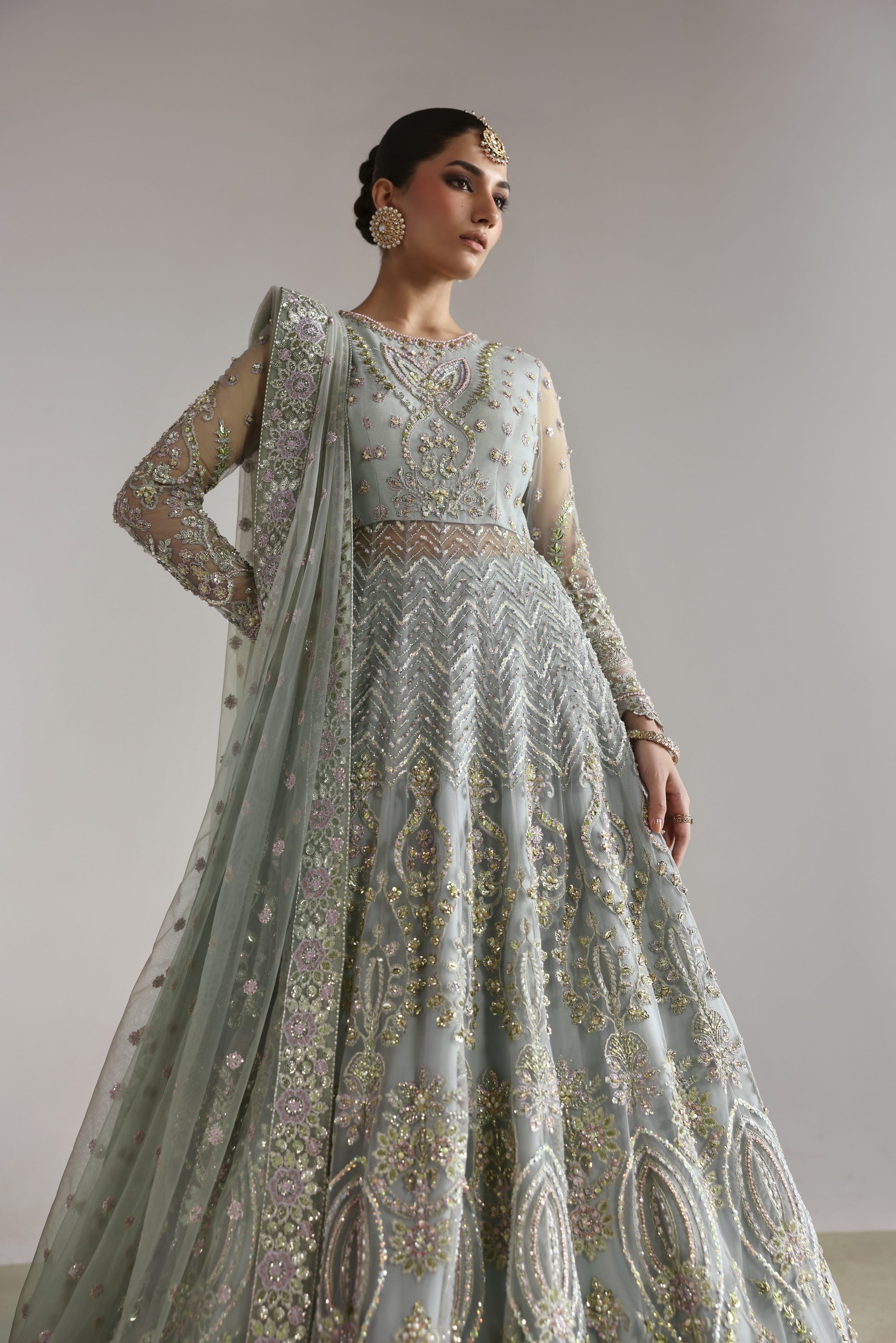 Zebunnisa Raw Silk Pakistani Bridal and Formal Dresses - Akbar Aslam - 3