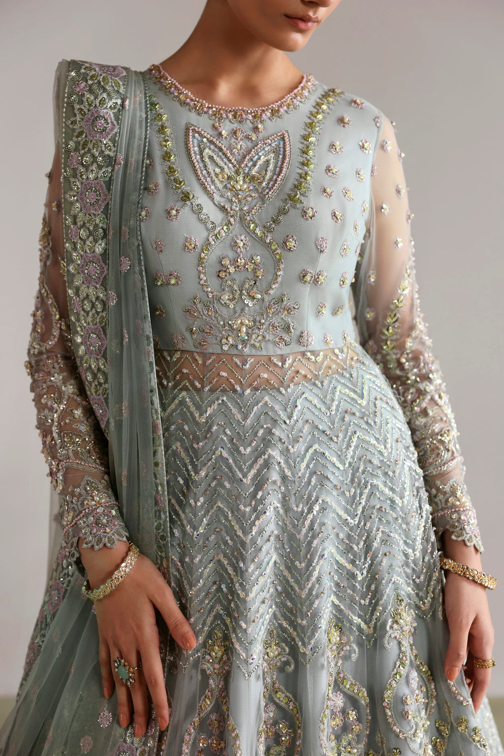 Zebunnisa Raw Silk Pakistani Bridal and Formal Dresses - Akbar Aslam - 4