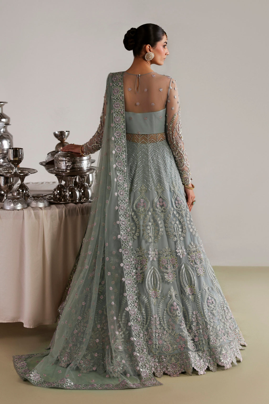 Zebunnisa Raw Silk Pakistani Bridal and Formal Dresses - Akbar Aslam - 5