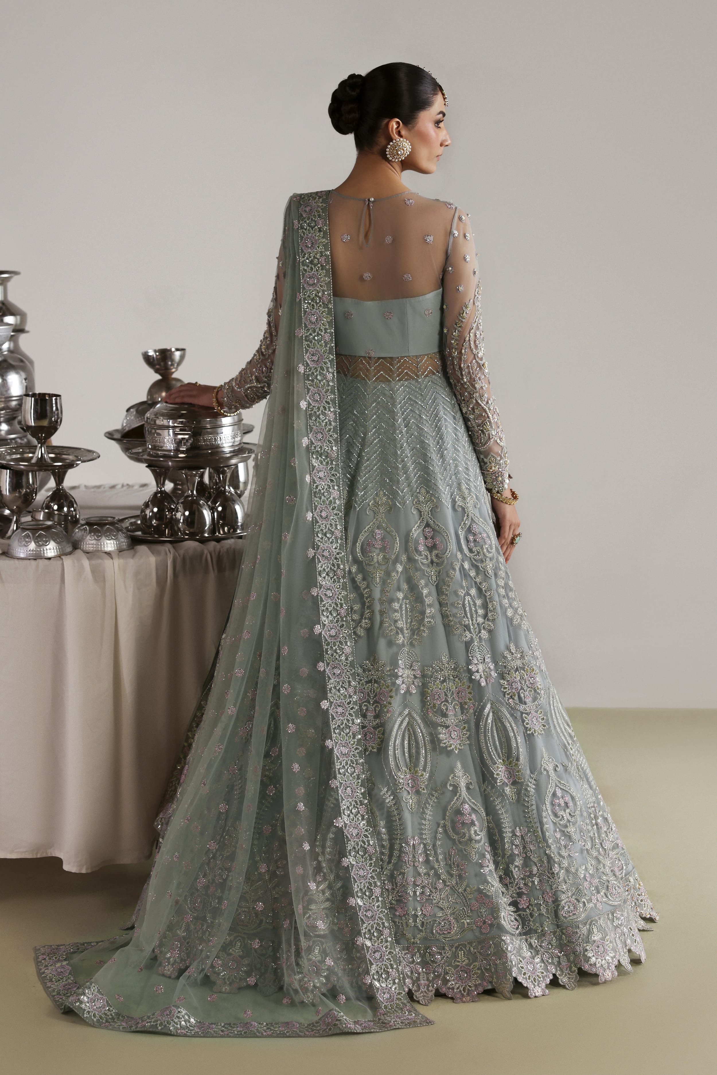 Zebunnisa Raw Silk Pakistani Bridal and Formal Dresses - Akbar Aslam - 5