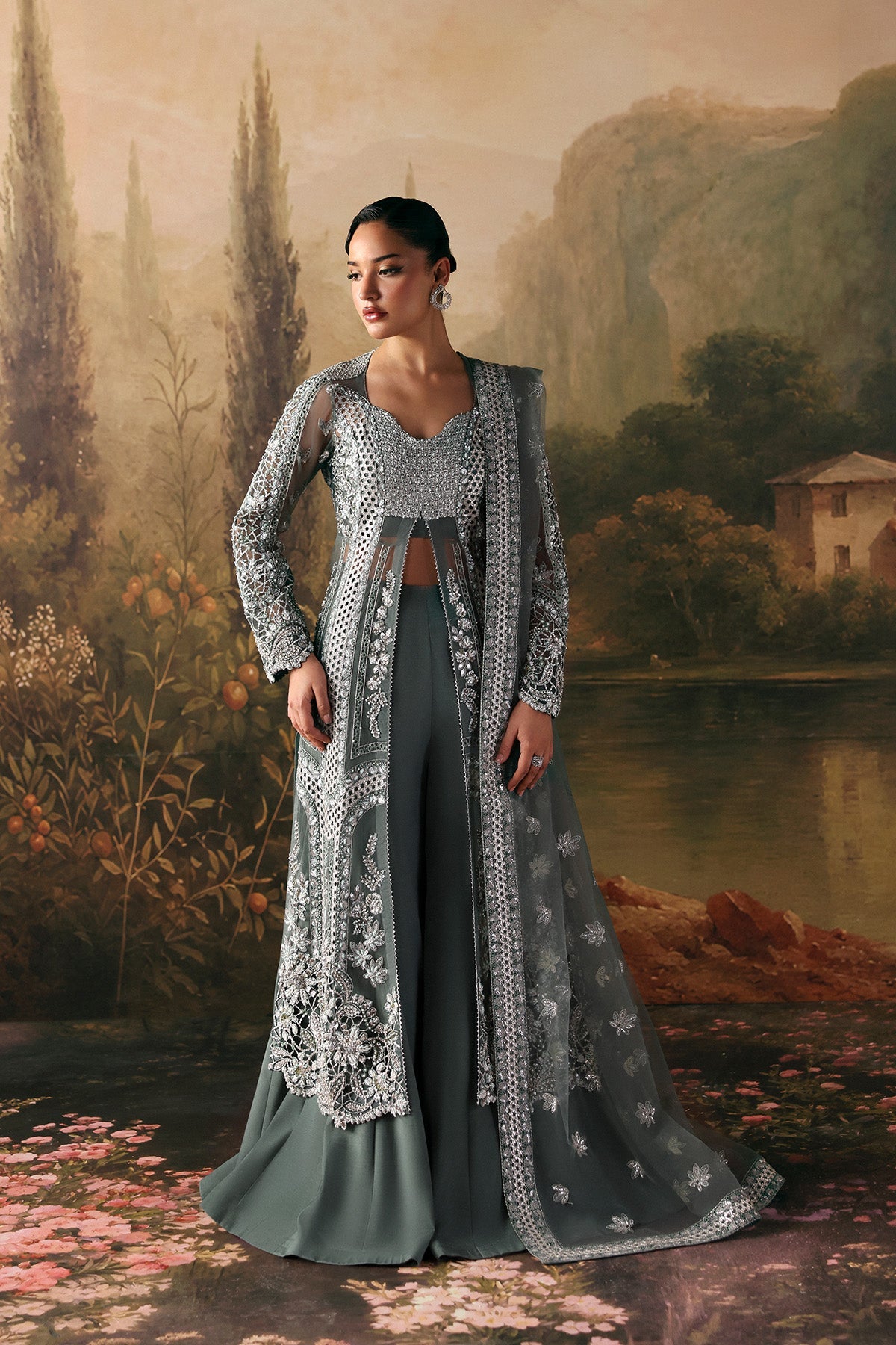 Crescent Premium Fabric Pakistani Formal Dresses - Afrozeh - 1