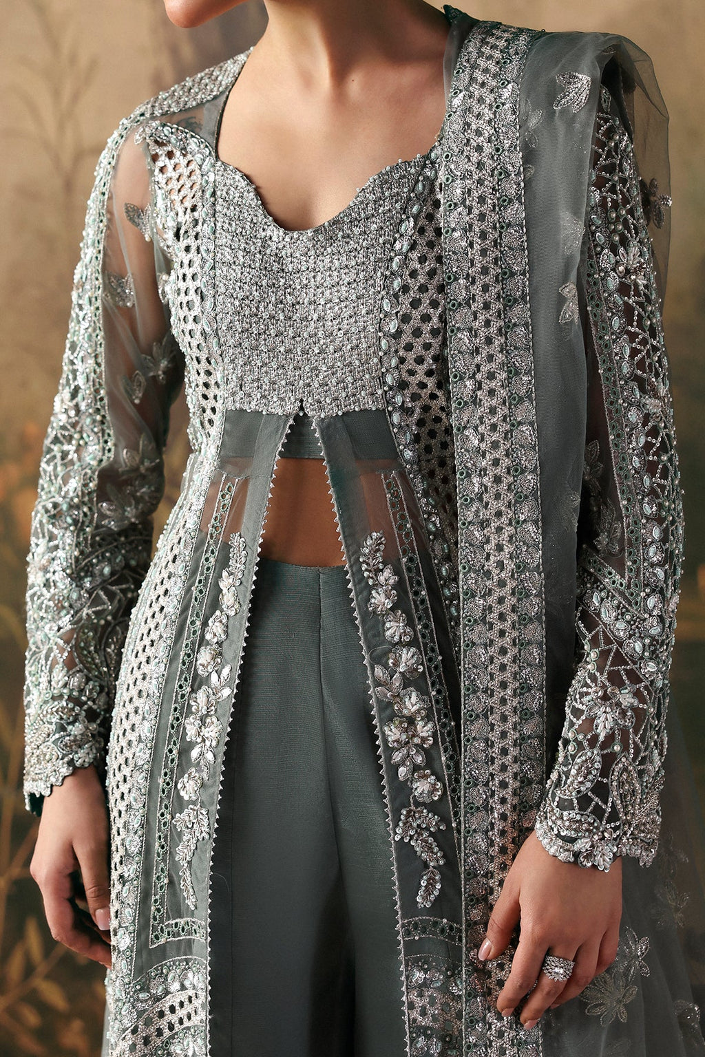 Crescent Premium Fabric Pakistani Formal Dresses - Afrozeh - 3