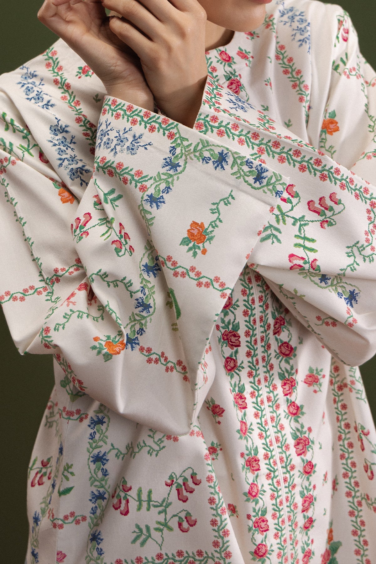 Rosy Picnic Cambric Pakistani Summer Dresses - Afrozeh - 3