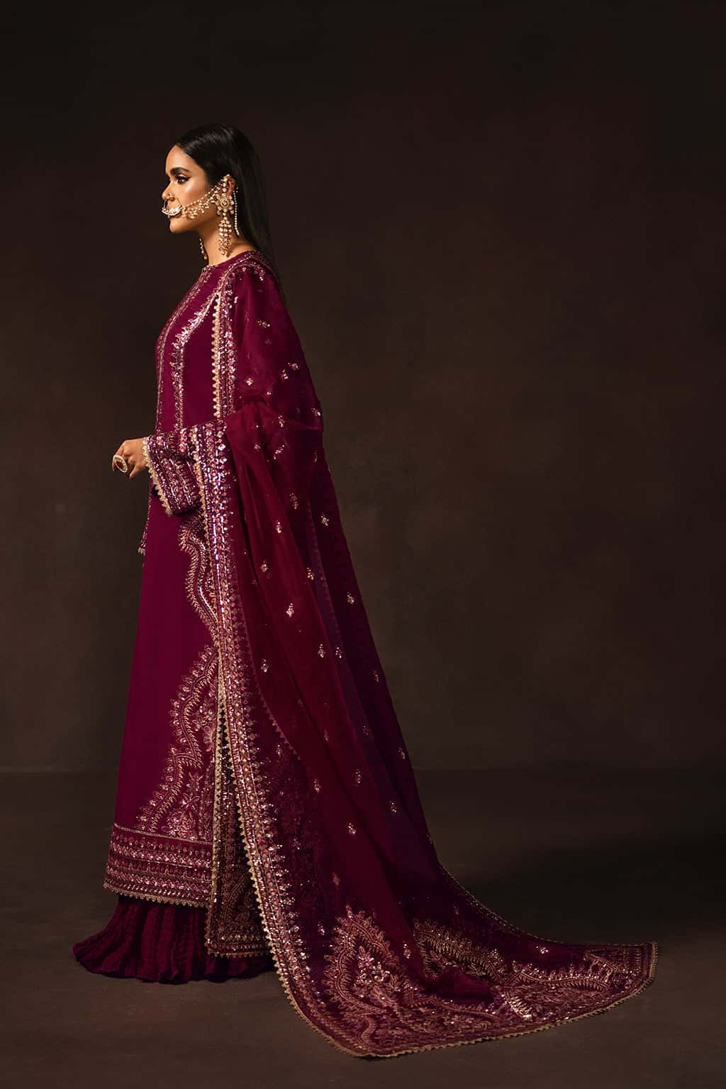 Roshan Raw Silk Pakistani Formal Dresses - Afrozeh - 3