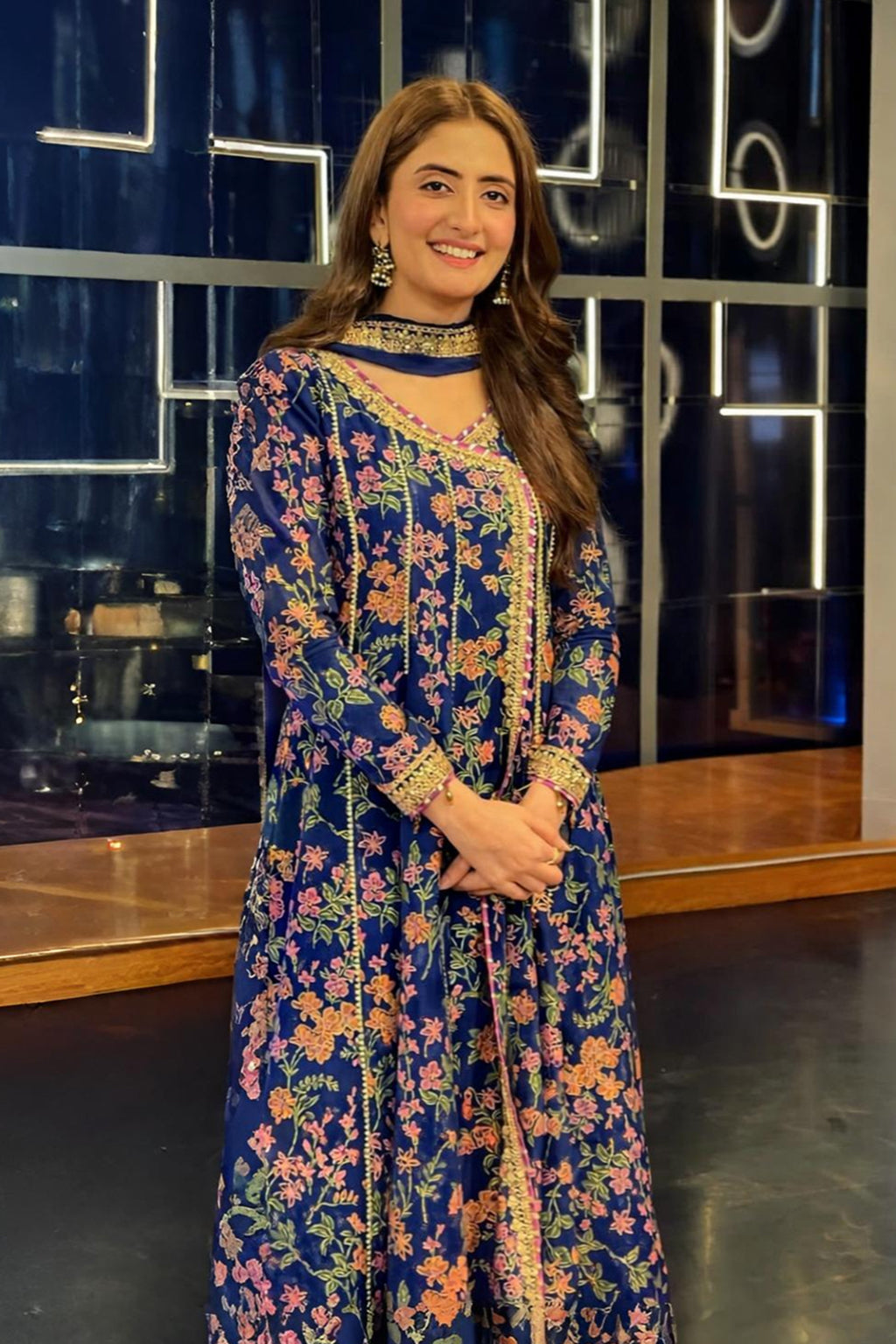 Screen print Angrakha Chiffon Pakistani Formal Dresses - Saad Shaikh - 1