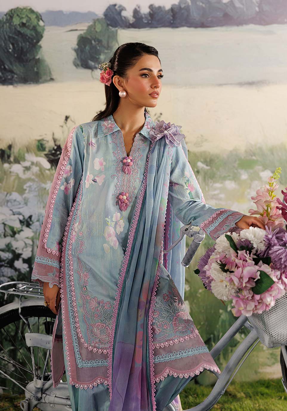 SHABNAM ZQ001 Chiffon Pakistani Summer Dresses - Zarqash - 5