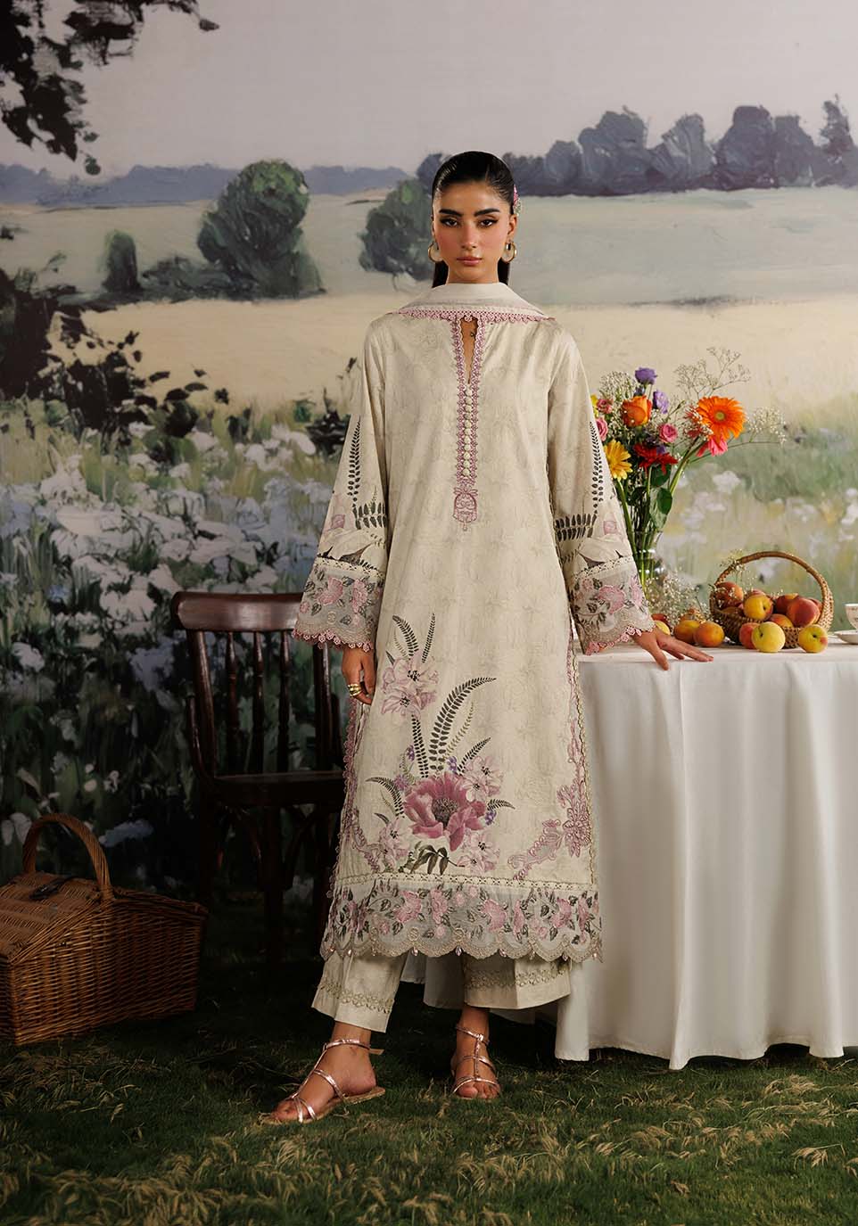 MEHRAAB-E-GUL ZQ003 Chiffon Pakistani Summer Dresses - Zarqash - 1