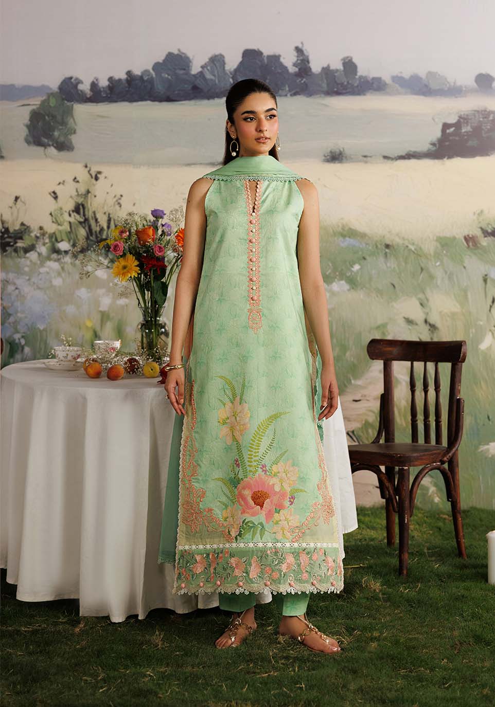 MEHRAAB-E-GUL ZQ002 Chiffon Pakistani Summer Dresses - Zarqash - 1