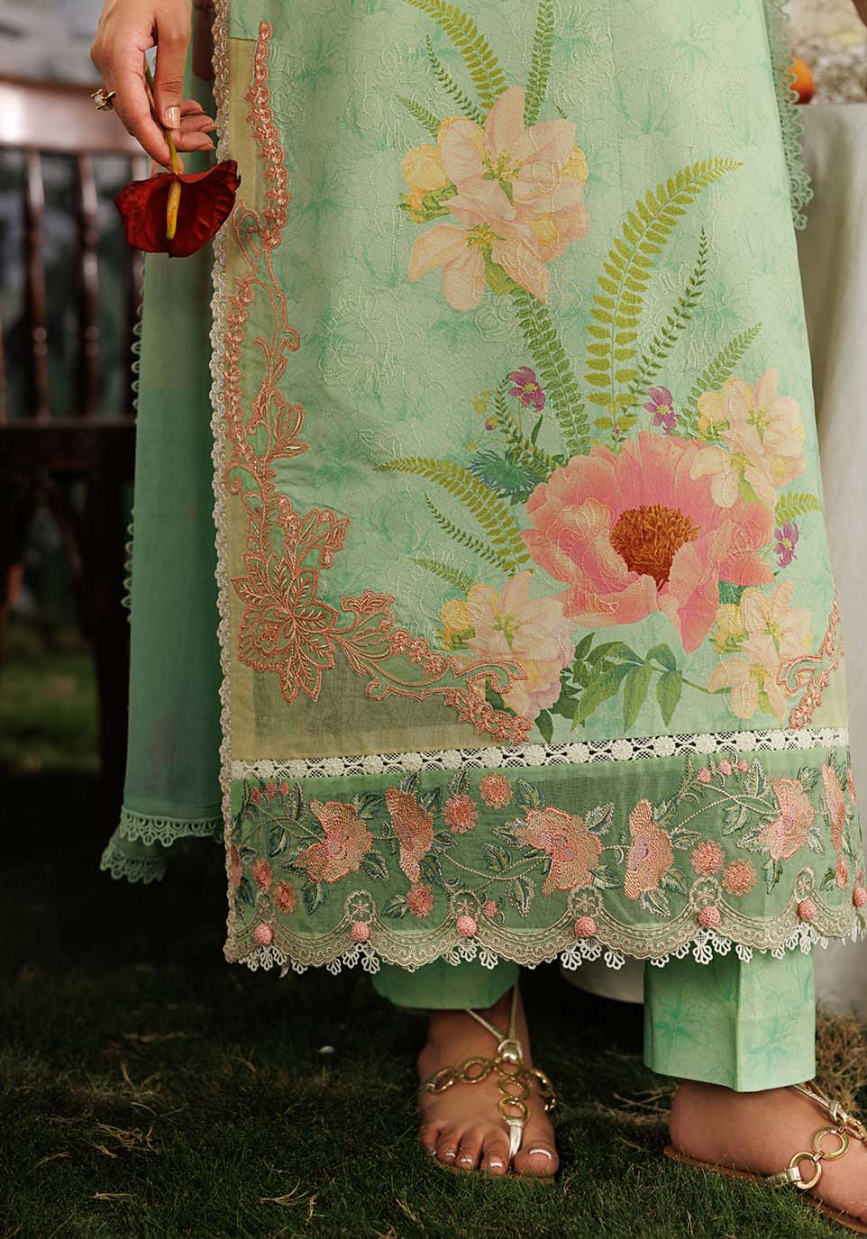 MEHRAAB-E-GUL ZQ002 Chiffon Pakistani Summer Dresses - Zarqash - 5
