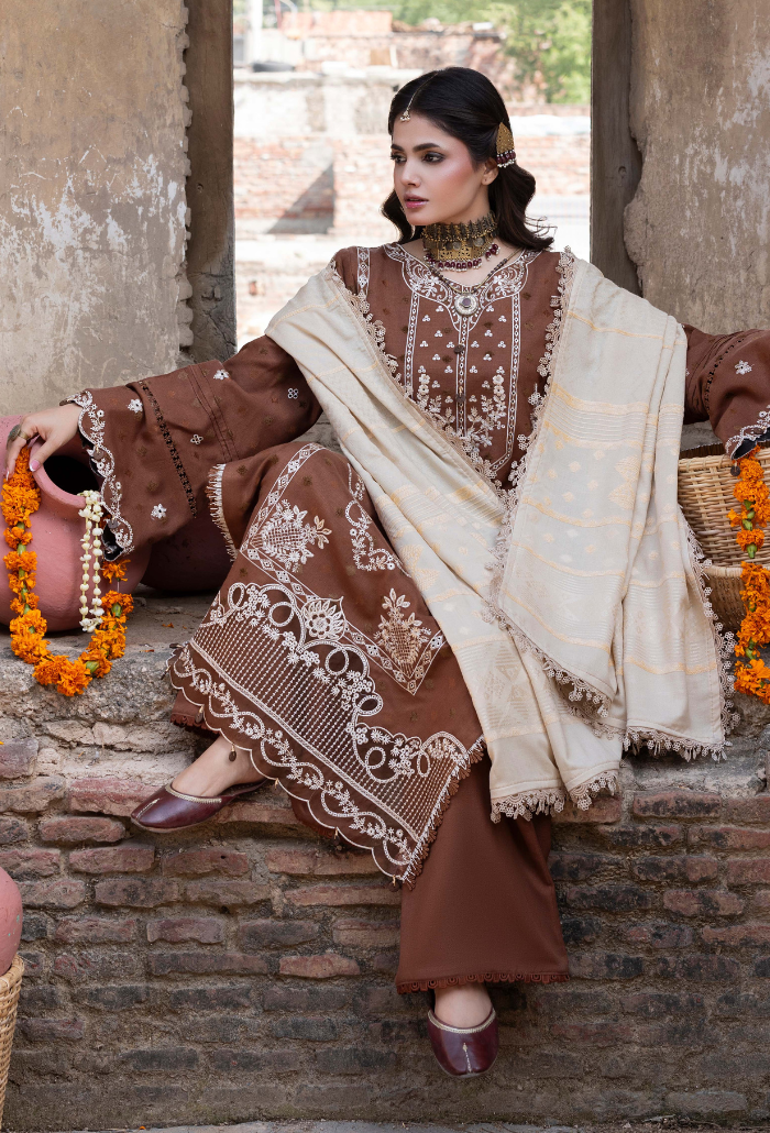 Khumar - D09 Organza Pakistani Winter Dresses - Humdum - 4
