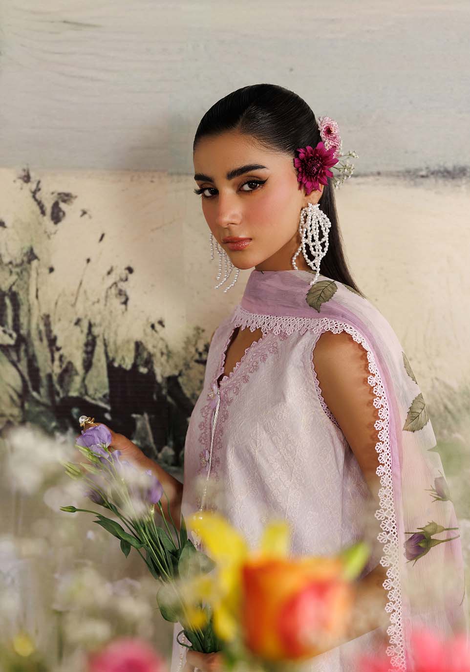 BAHAR ZQ003 Chiffon Pakistani Summer Dresses - Zarqash - 3