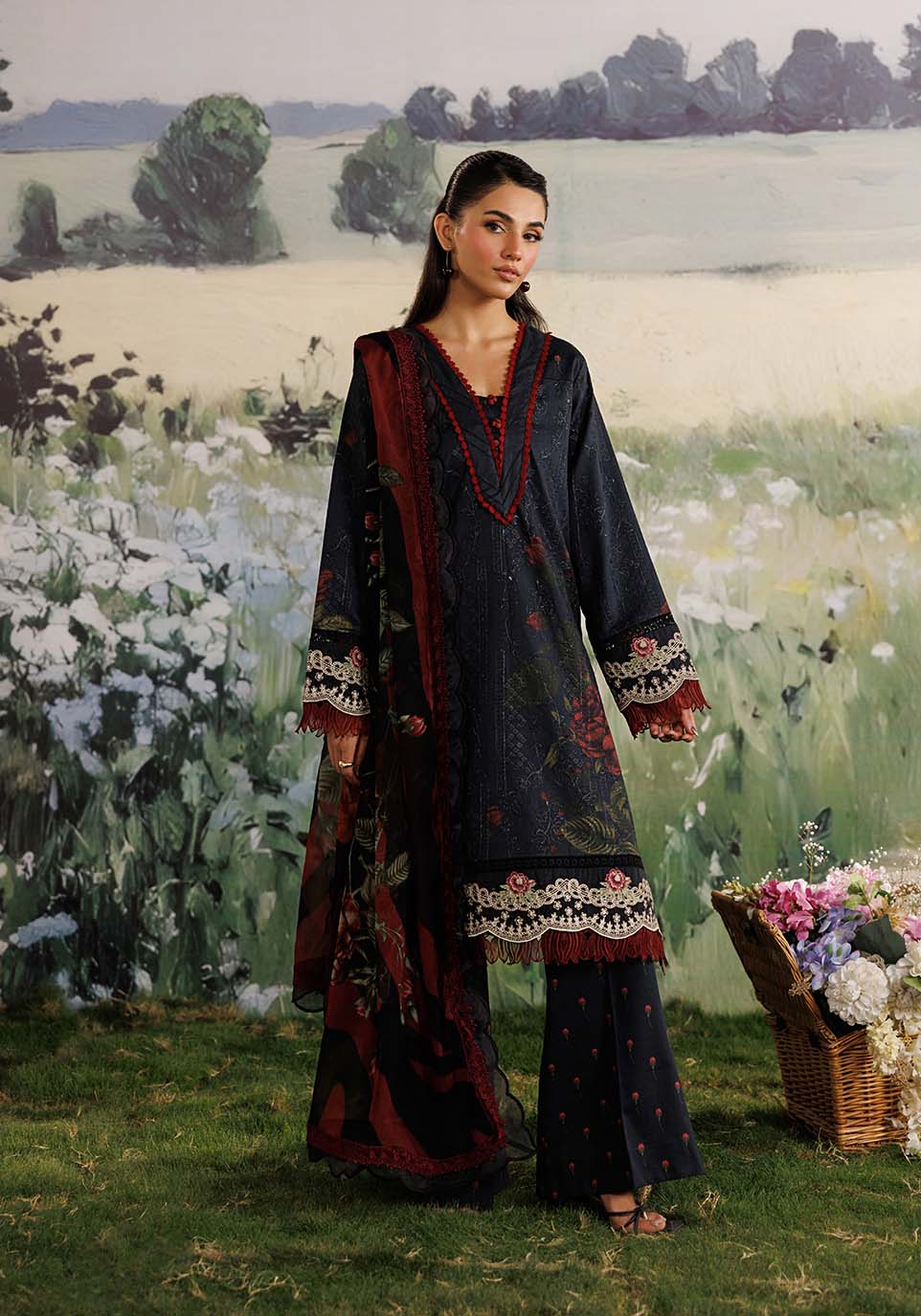 BAHAR ZQ001 Chiffon Pakistani Summer Dresses - Zarqash - 1