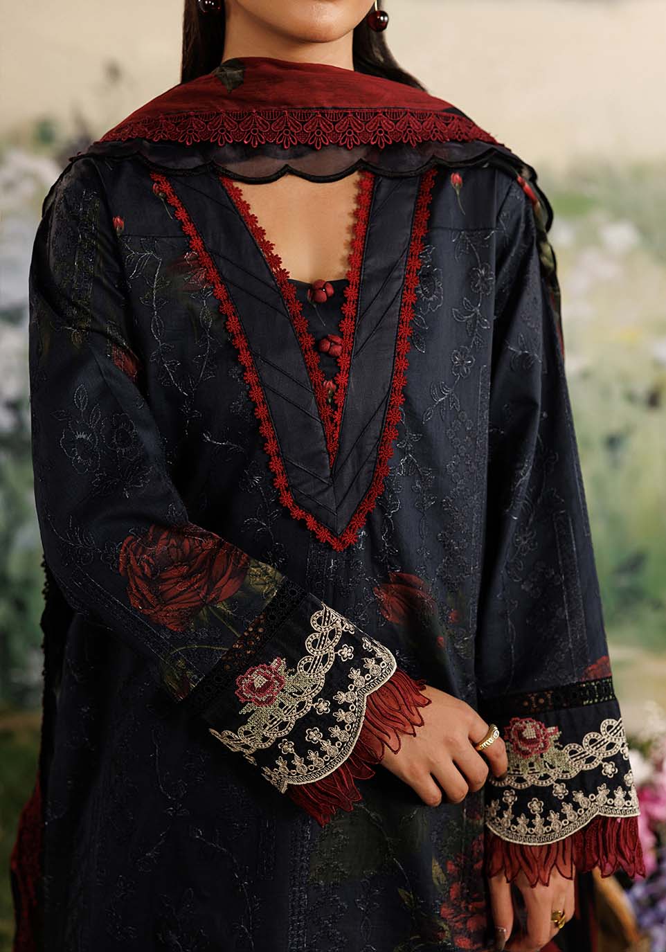 BAHAR ZQ001 Chiffon Pakistani Summer Dresses - Zarqash - 3