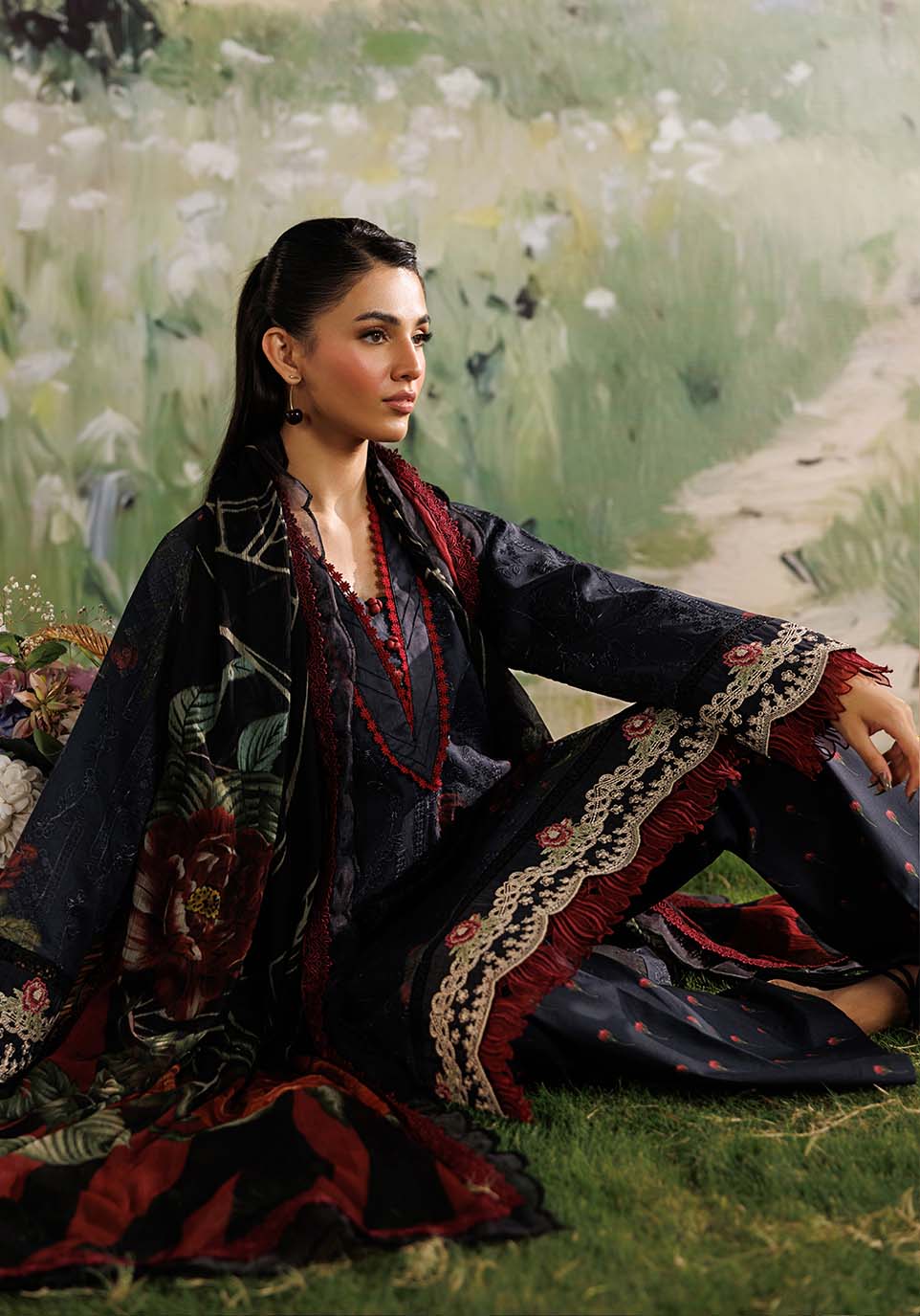 BAHAR ZQ001 Chiffon Pakistani Summer Dresses - Zarqash - 5
