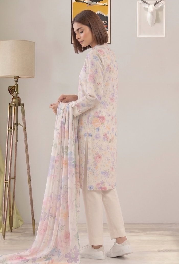 Floral Lawn Cotton Pakistani Summer Dresses - Humdum - 2