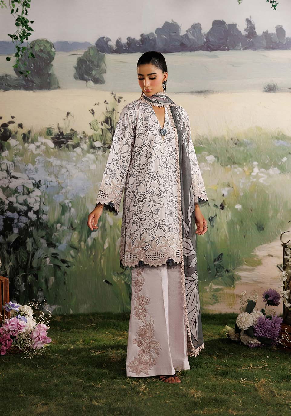 GULMOHAR ZQ001 Chiffon Pakistani Summer Dresses - Zarqash - 1