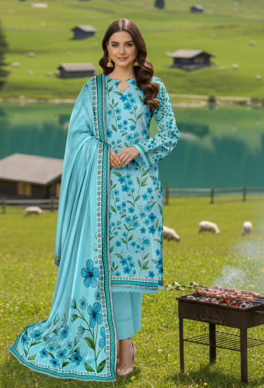 Floral - D02 Chiffon Pakistani Summer Dresses - Humdum - 1