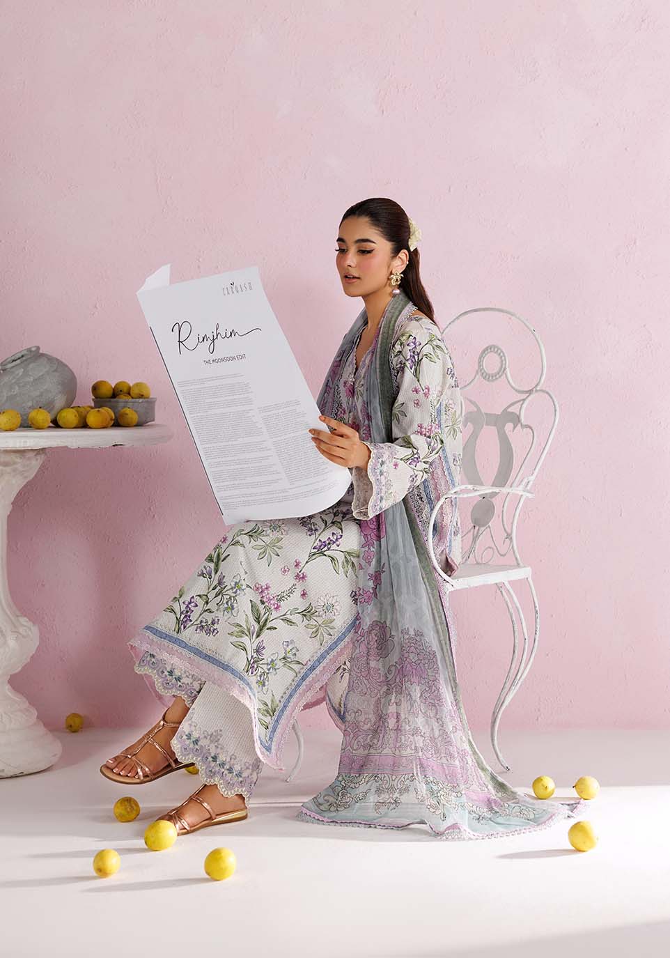AFSOON ZQ002 Chiffon Pakistani Summer Dresses - Zarqash - 4