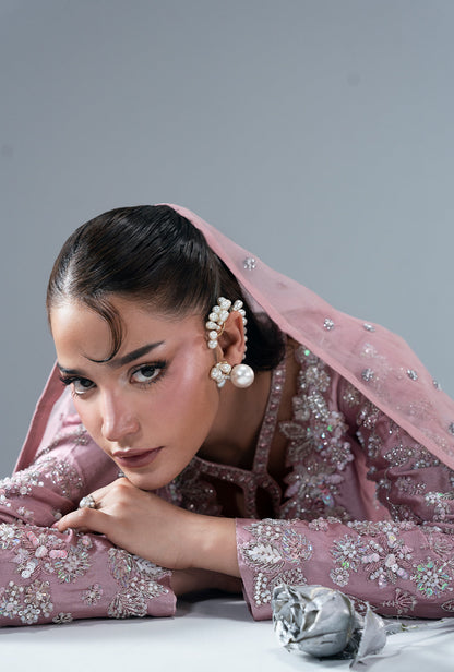 Dusty Rose Organza Pakistani Formal Dresses - AJR Couture - 10