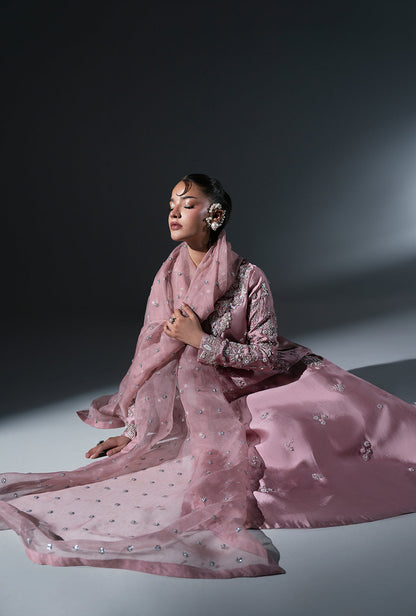 Dusty Rose Organza Pakistani Formal Dresses - AJR Couture - 11