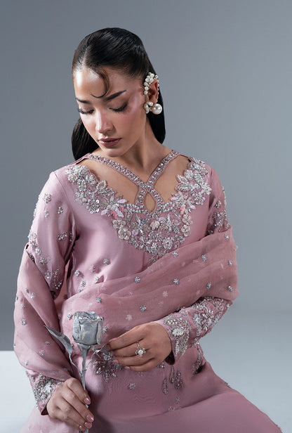 Dusty Rose Organza Pakistani Formal Dresses - AJR Couture - 7