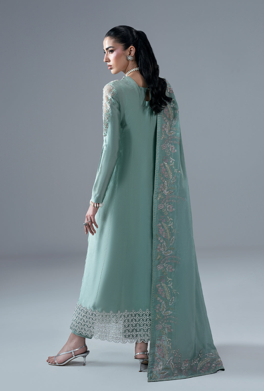 Marine Muse Silk Pakistani Formal Dresses - AJR Couture - 4